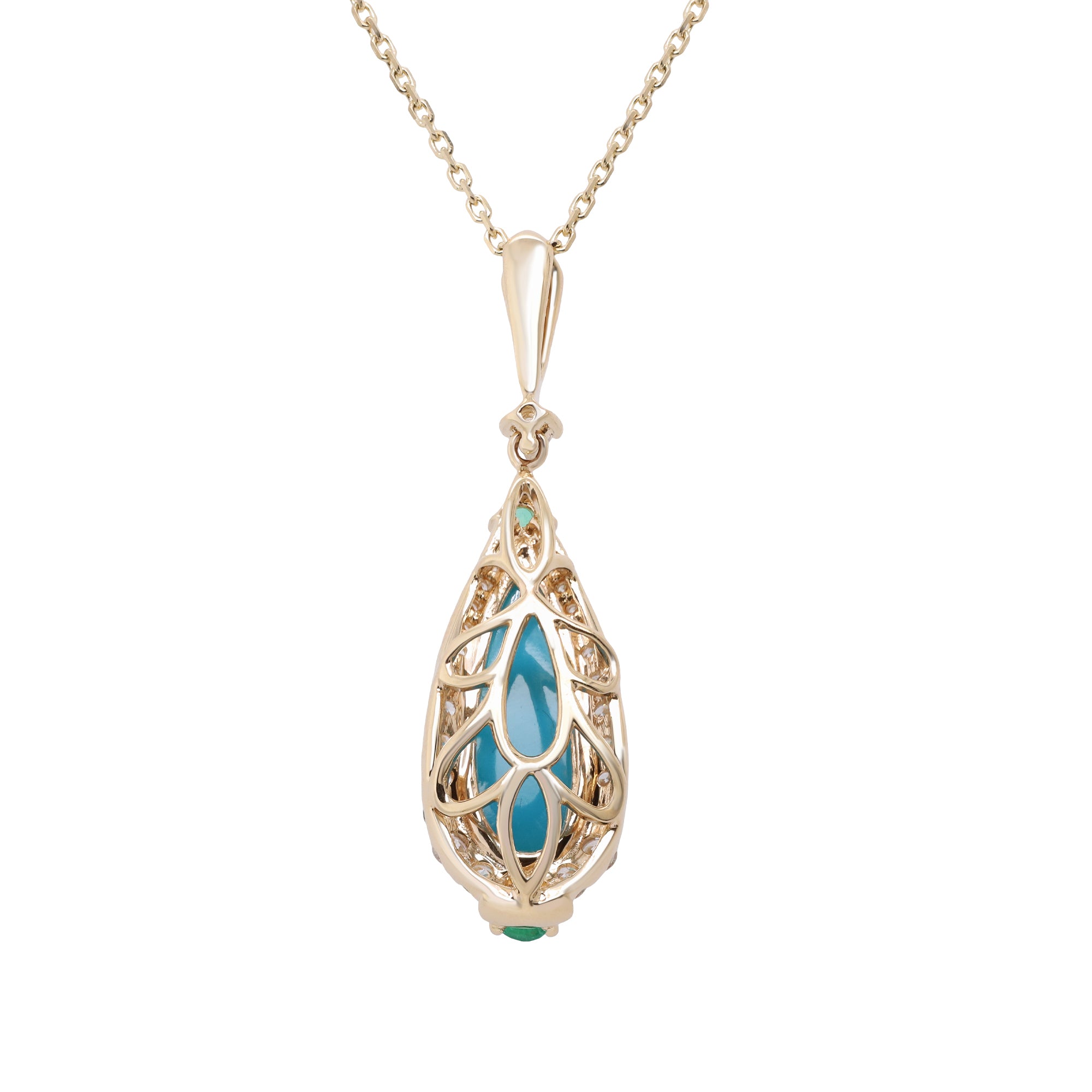 A Timeless Treasure – 14K Yellow Gold Turquoise Pendant