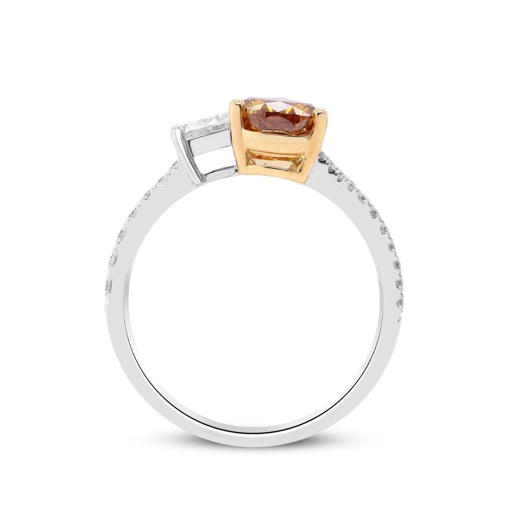 A Flame of Passion – 18K Two-Tone Orange Diamond Ring
