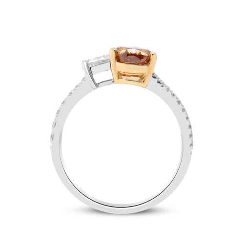 A Flame of Passion – 18K Two-Tone Orange Diamond Ring
