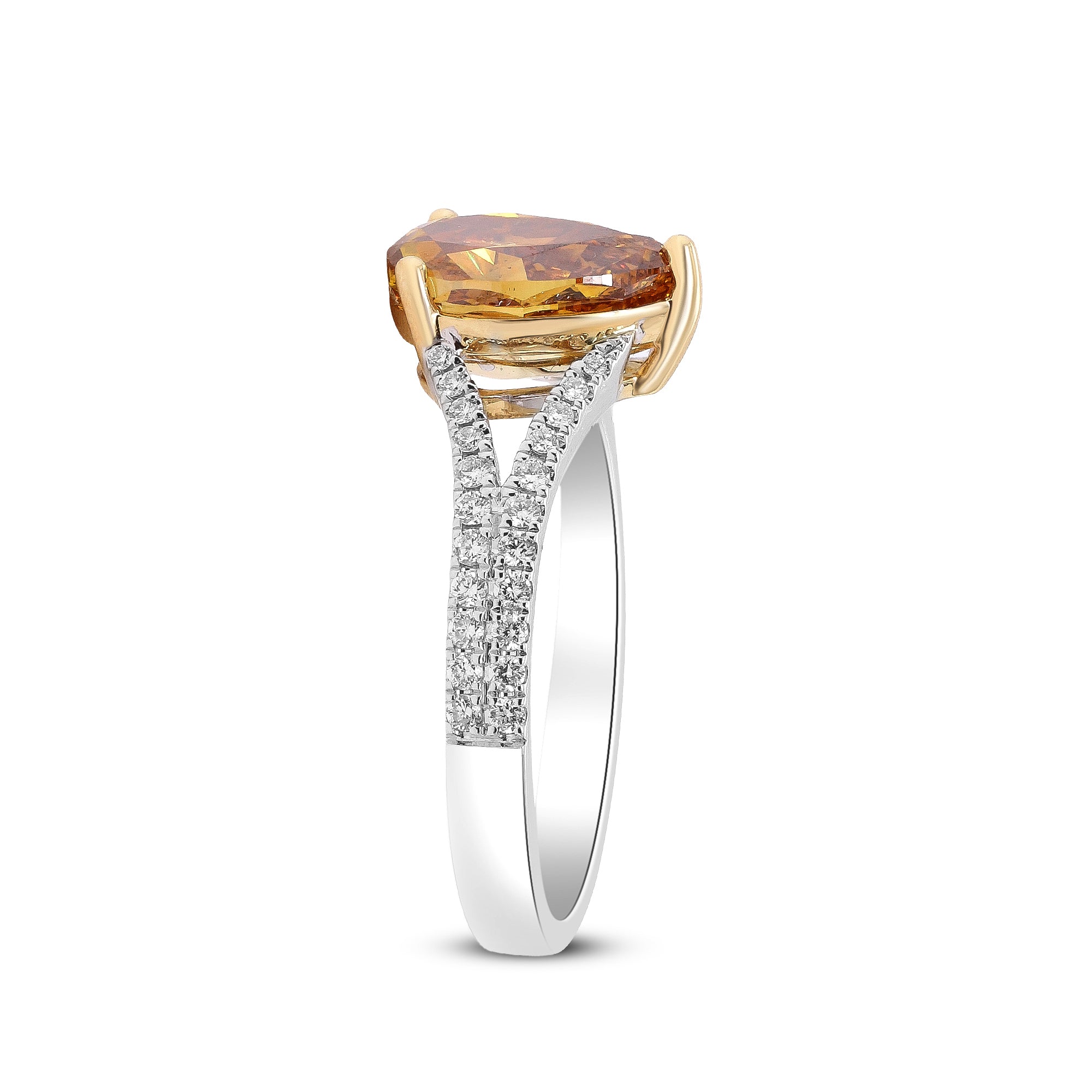 A Flame of Passion – 18K Two-Tone Orange Diamond Ring