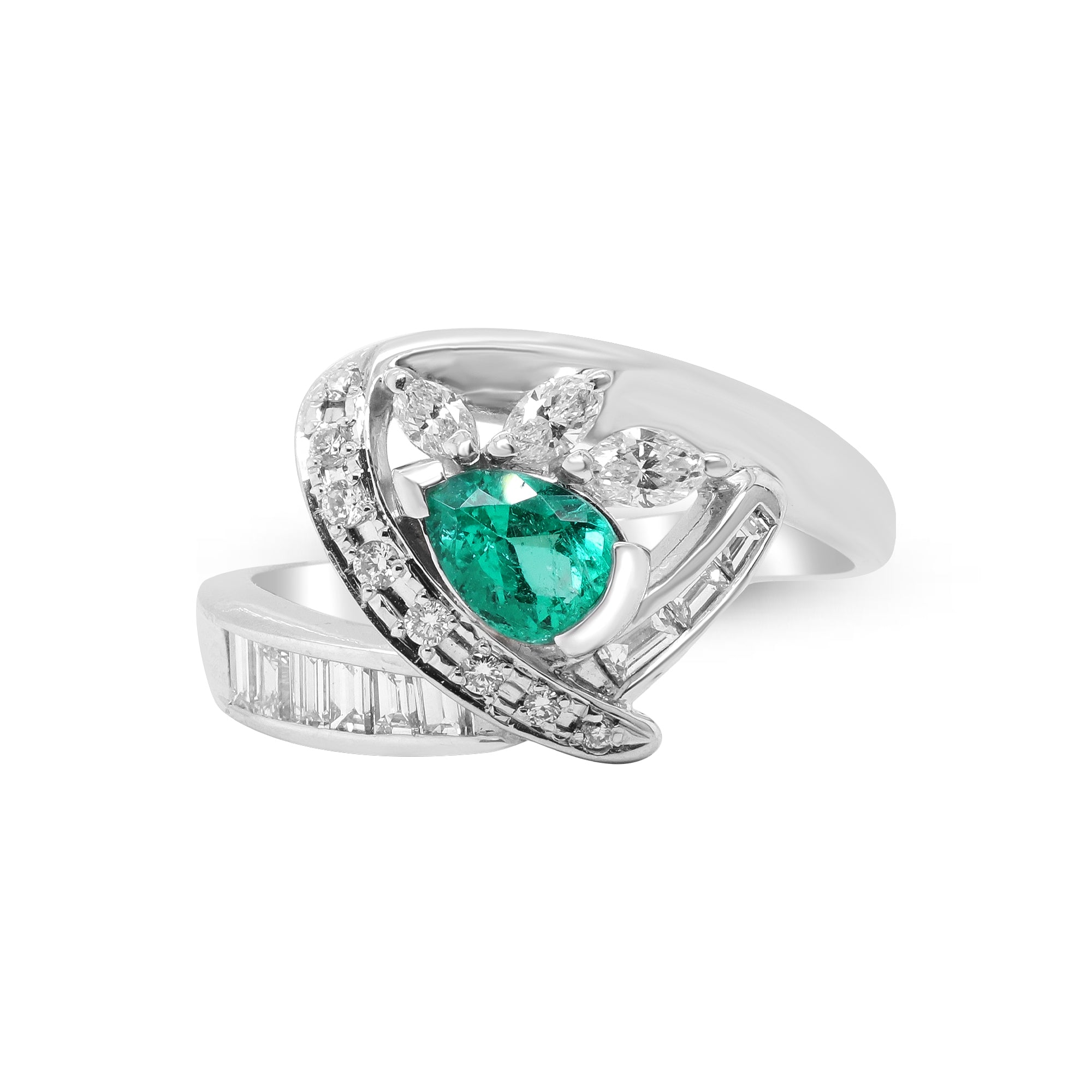 Whispers of the Heart – Platinum Emerald & Diamond Ring