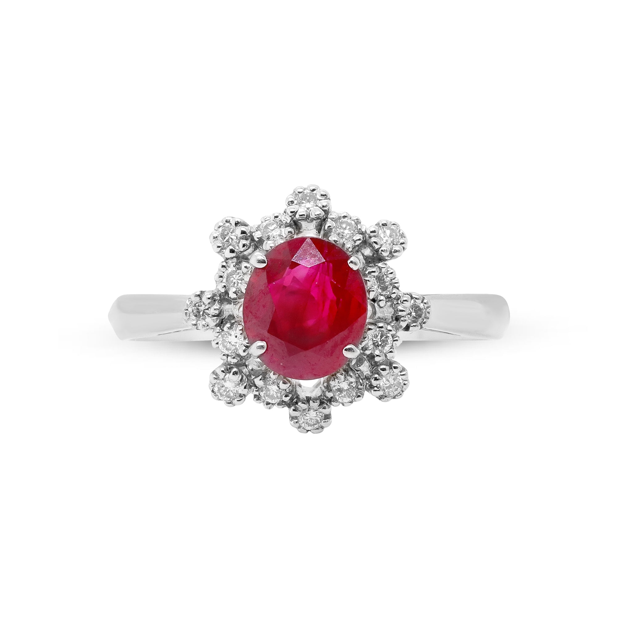 Crowned in Passion – Platinum Ruby & Diamond Ring