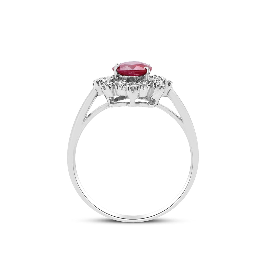 Crowned in Passion – Platinum Ruby & Diamond Ring