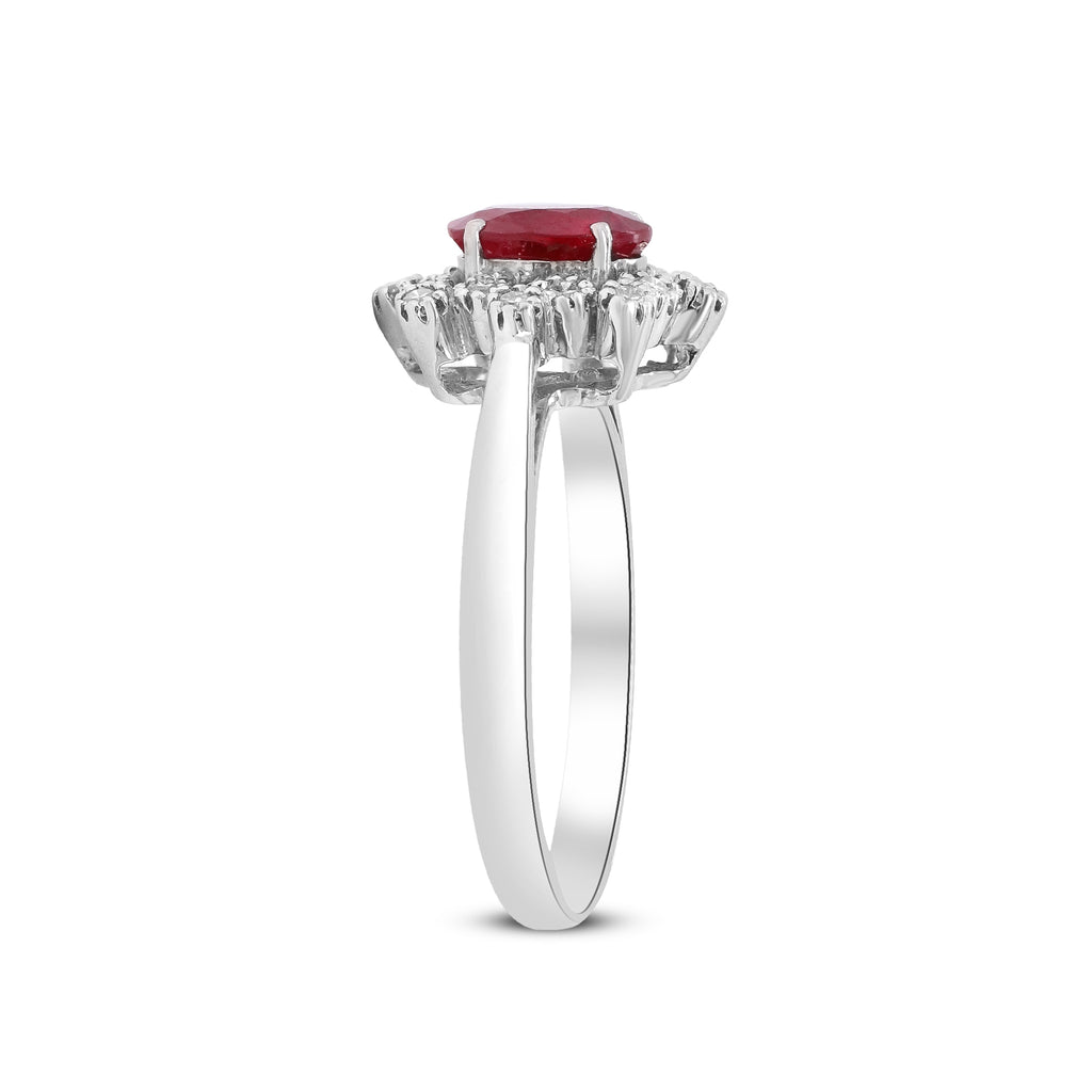 Crowned in Passion – Platinum Ruby & Diamond Ring