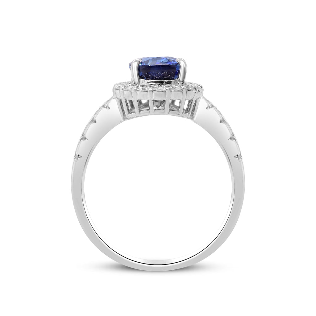A Teardrop of Midnight Dreams – Platinum Blue Sapphire & Diamond Ring