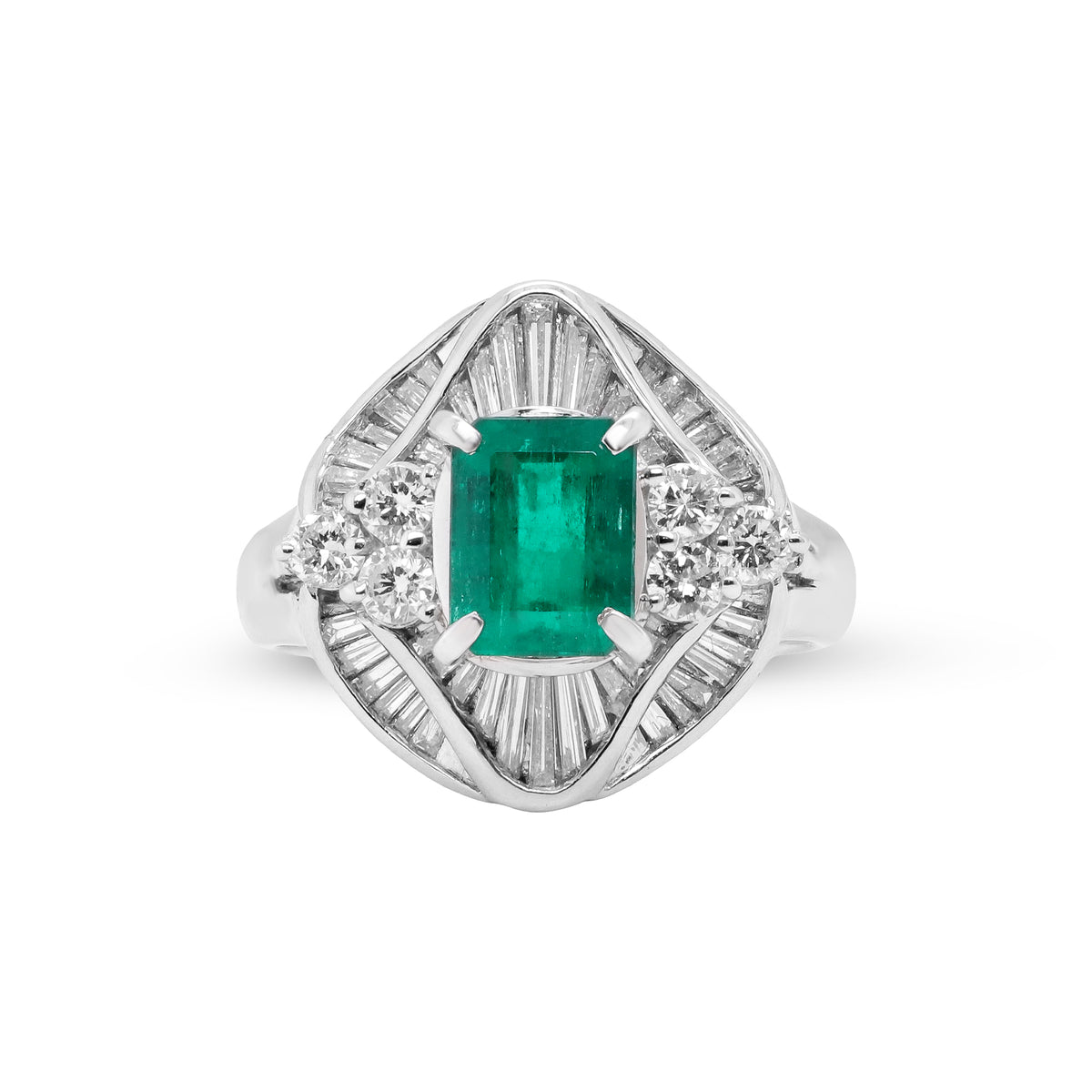 A Love Rooted in Grace – Platinum Emerald & Diamond Ring