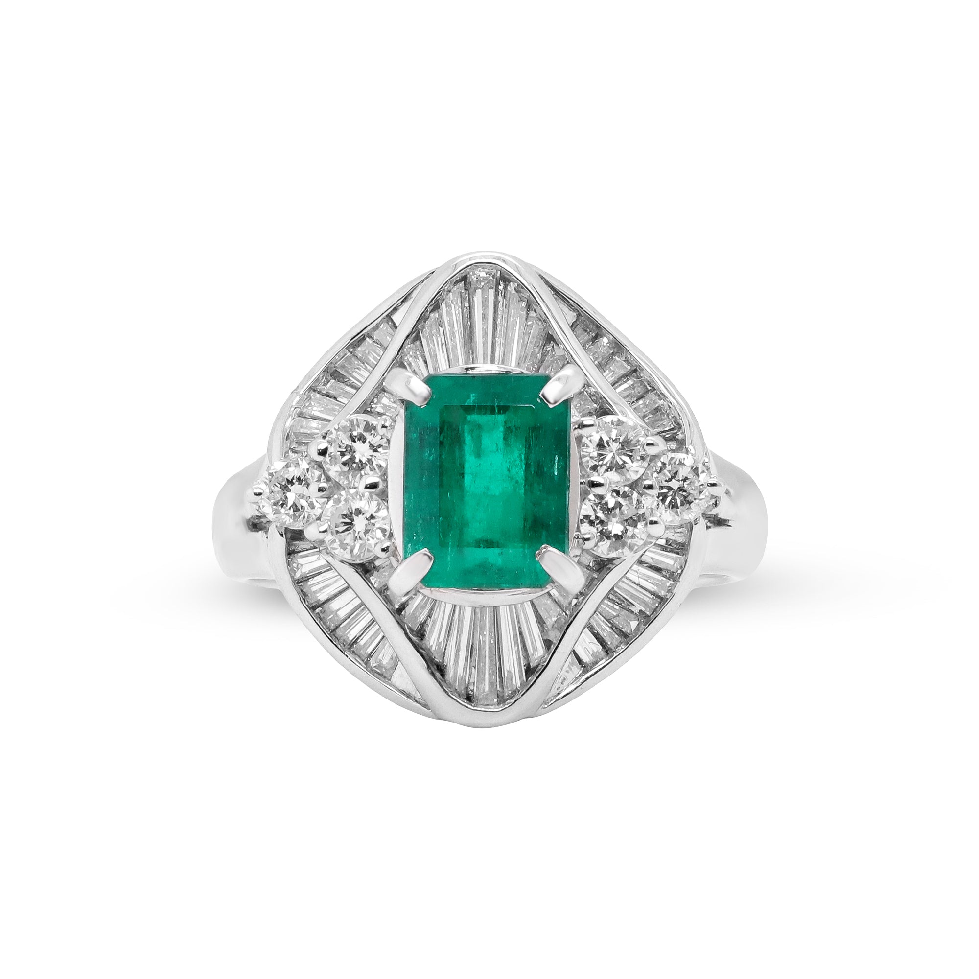 A Love Rooted in Grace – Platinum Emerald & Diamond Ring