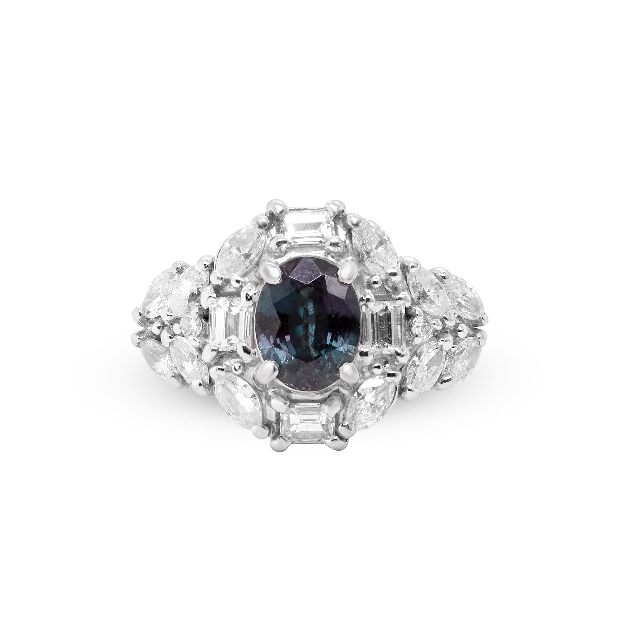 Where Light Meet Mystery – Platinum Alexandrite & Diamond Ring