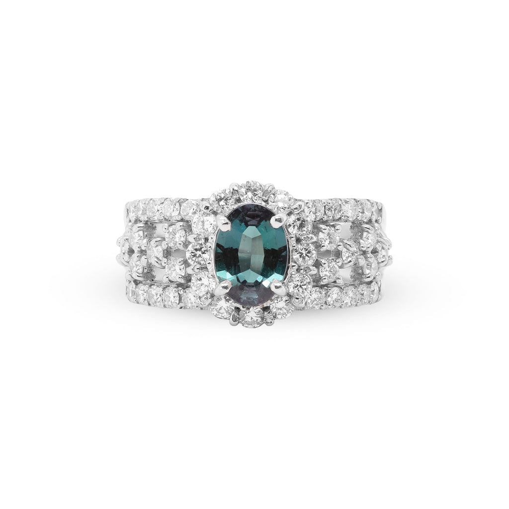 Love That Transforms with the Light – Platinum Alexandrite & Diamond Ring
