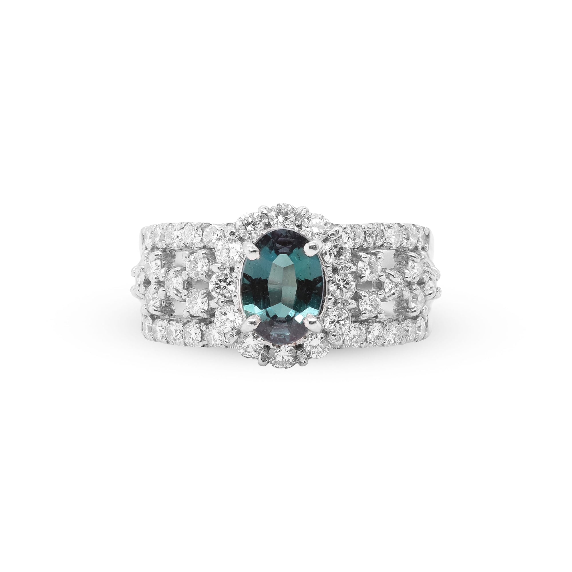 Love That Transforms with the Light – Platinum Alexandrite & Diamond Ring