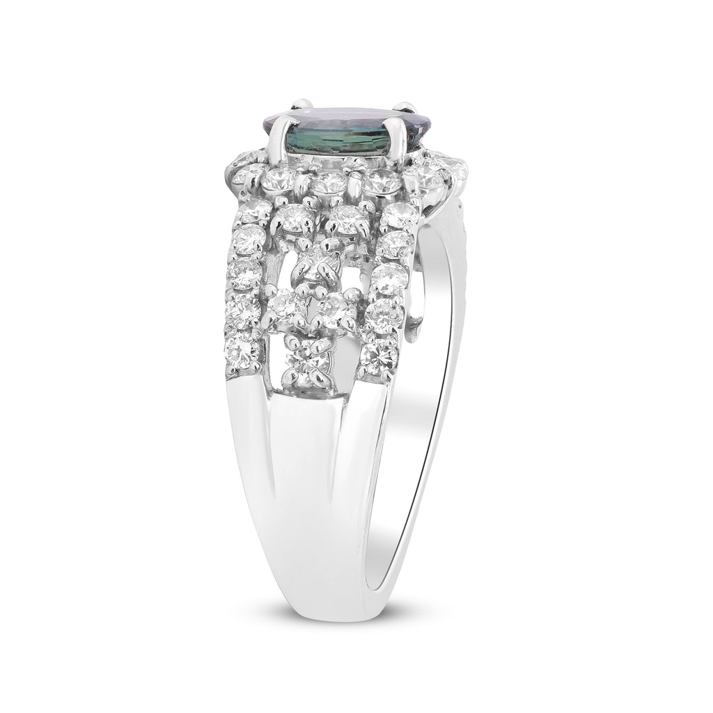 Love That Transforms with the Light – Platinum Alexandrite & Diamond Ring