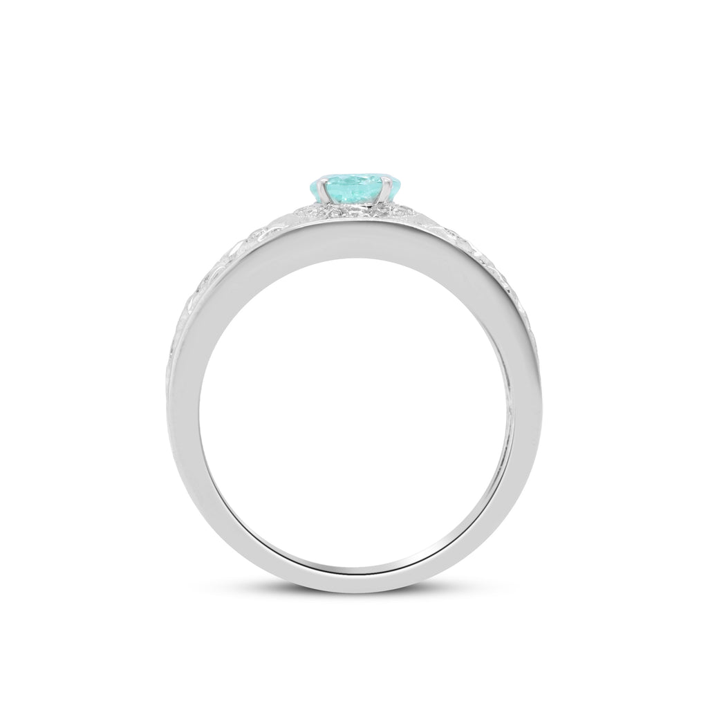 A Glimmer of Oceanlight – Platinum Paraiba Tourmaline & Diamond Ring