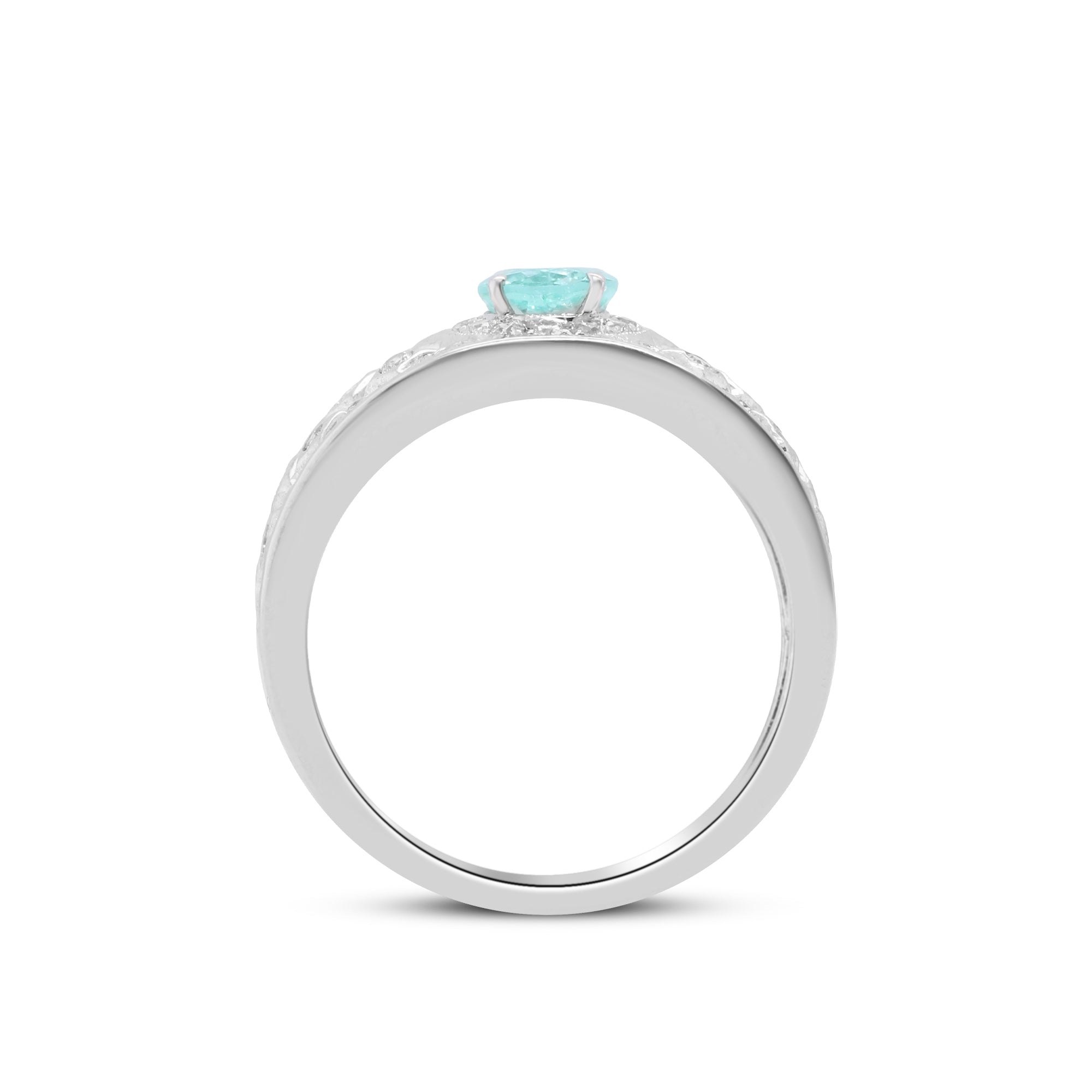 A Glimmer of Oceanlight – Platinum Paraiba Tourmaline & Diamond Ring