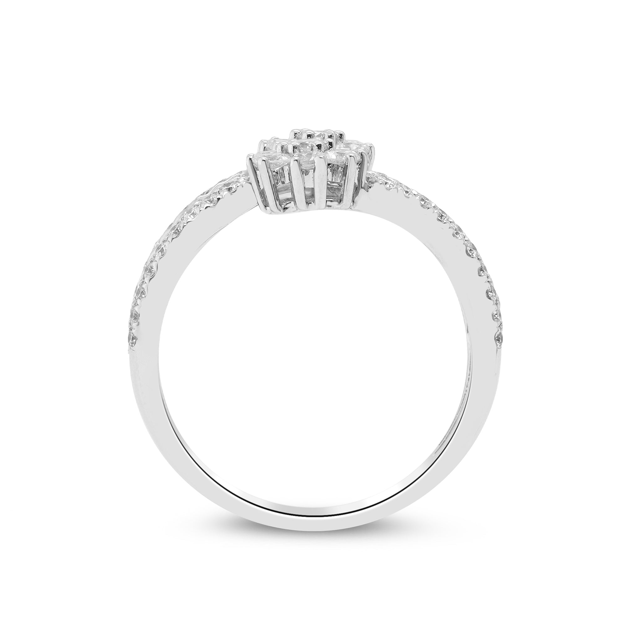 A Dance of Light and Devotion – 18K White Gold Diamond Ring