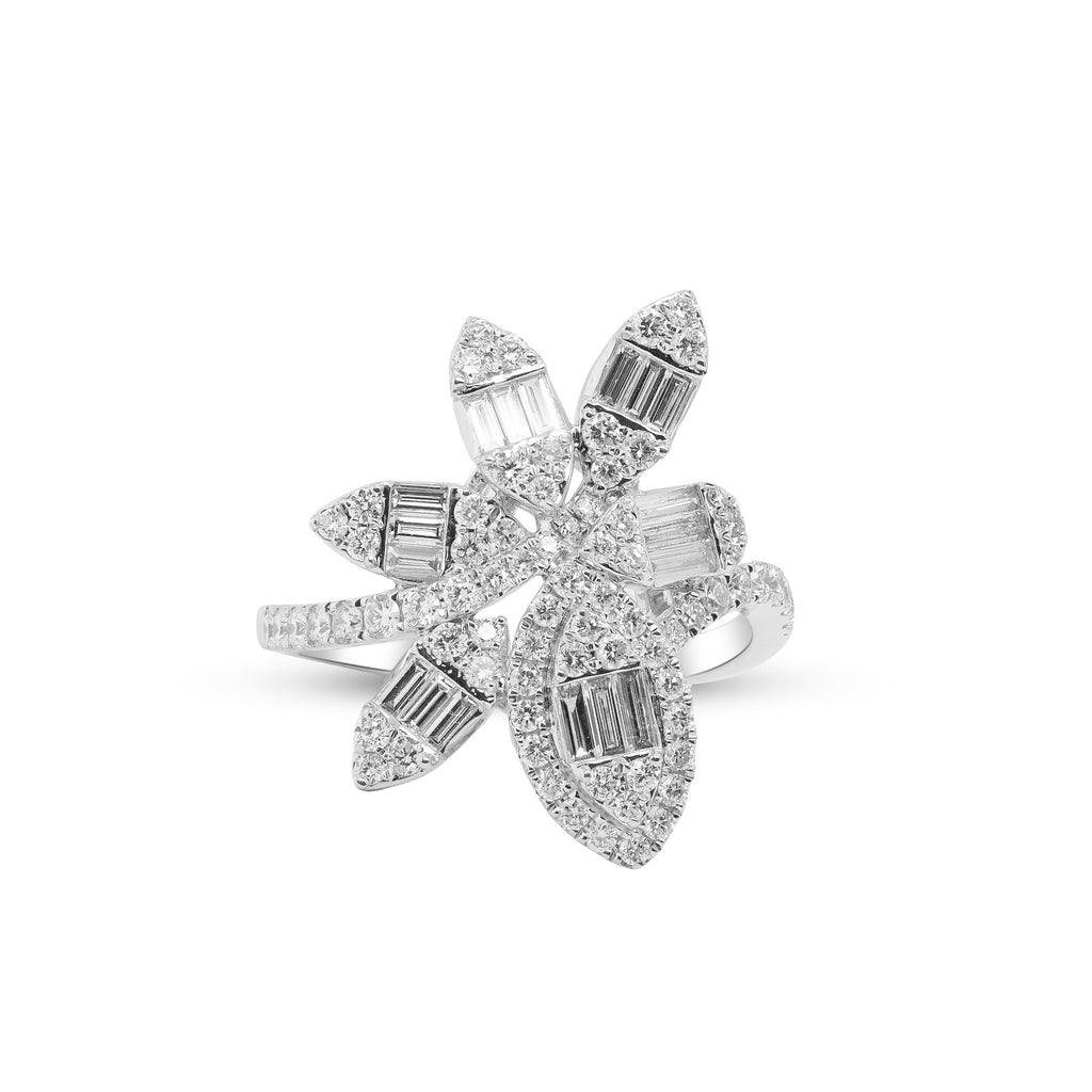 Where Elegance Flourishes – 18K White Gold Diamond Ring