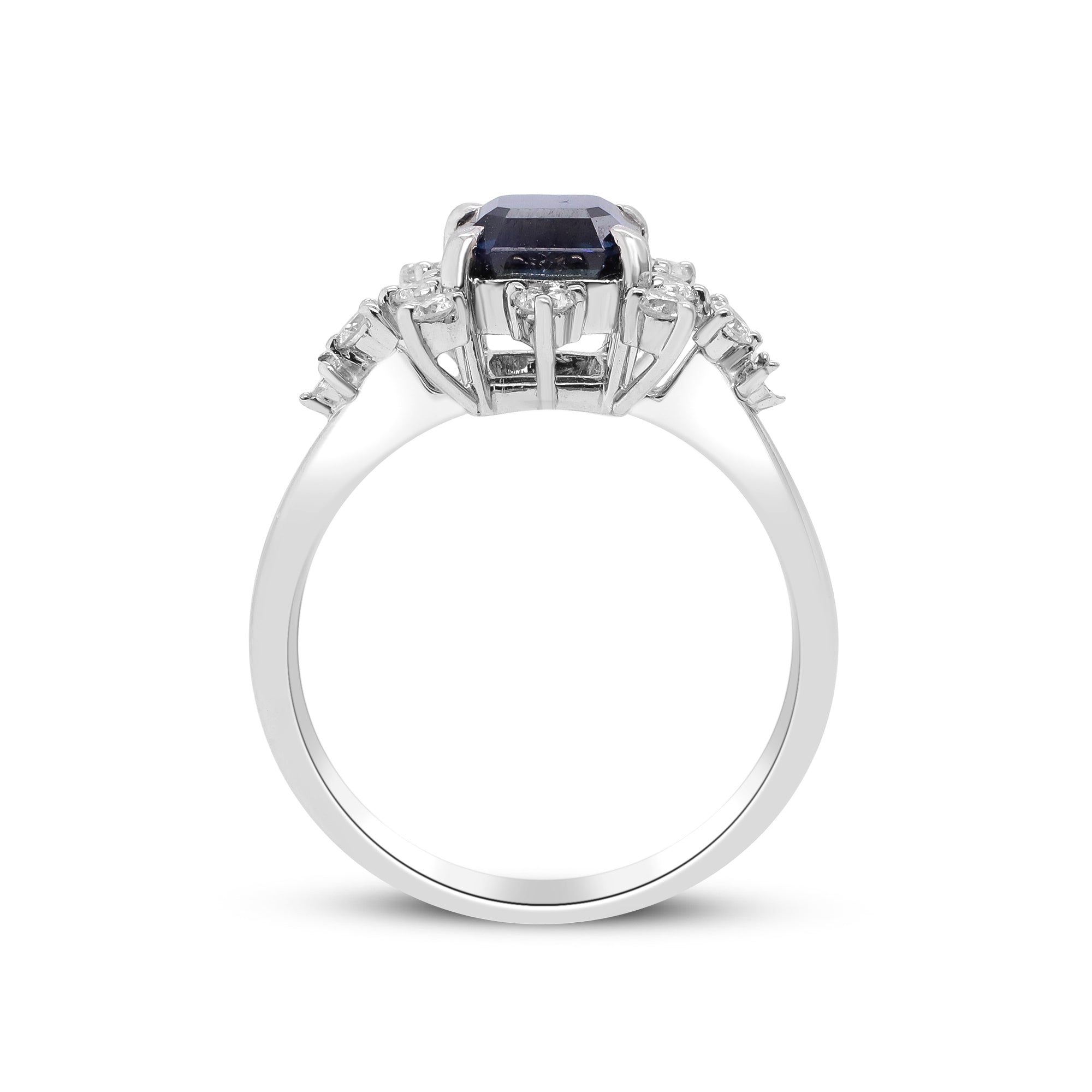 A Love Inscribed in Midnight – Platinum Blue Sapphire & Diamond Ring