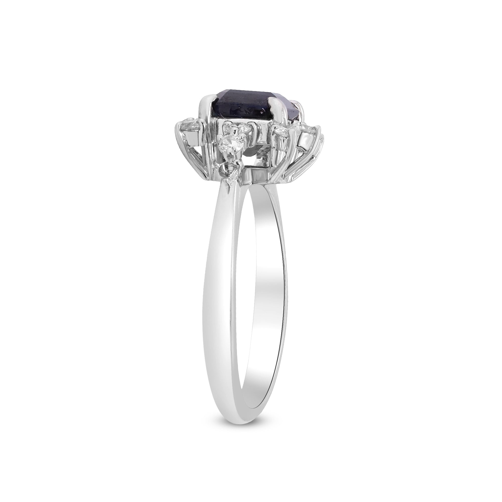 A Love Inscribed in Midnight – Platinum Blue Sapphire & Diamond Ring