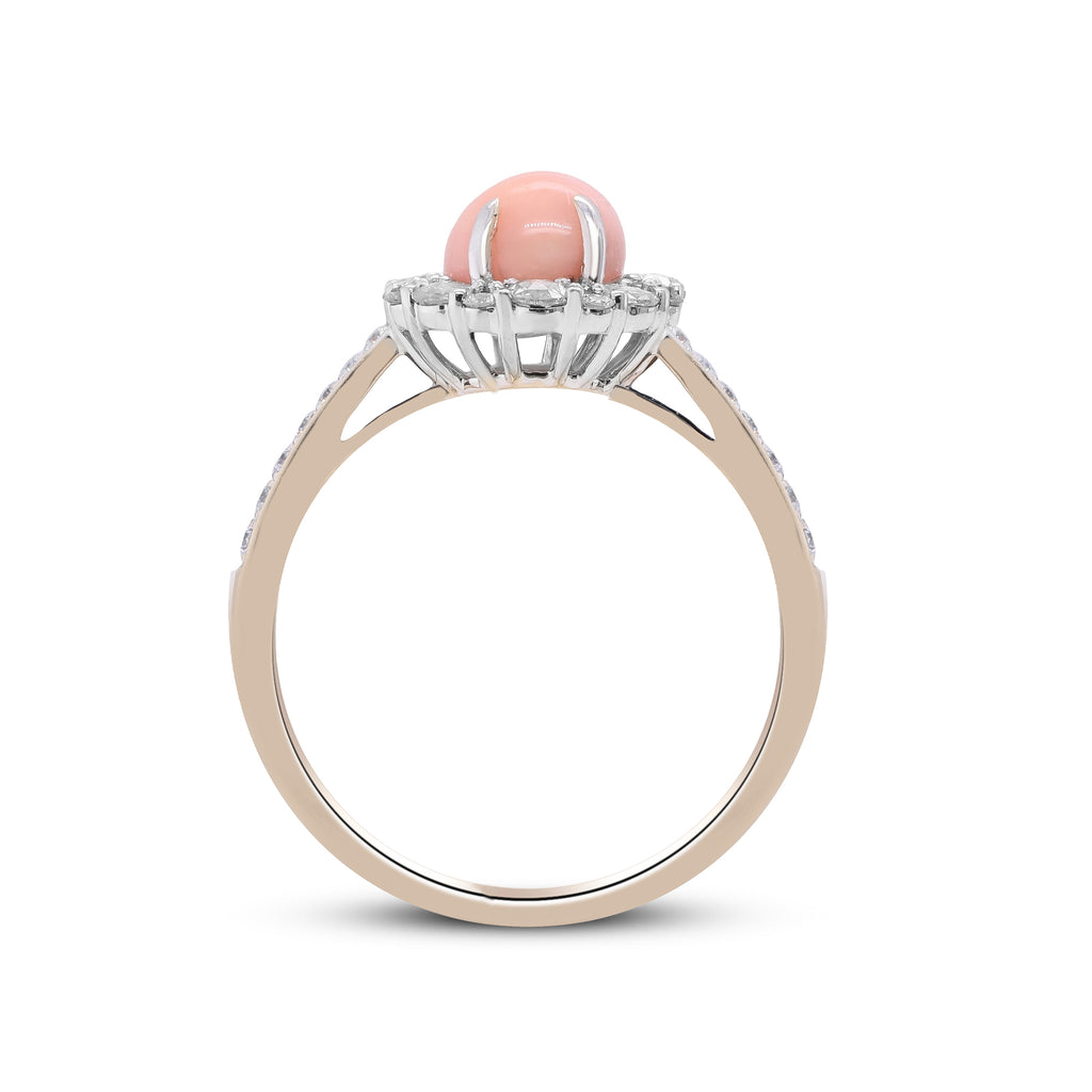 A Whisper of Rare Romance – 18K White Gold Conch Pearl & Diamond Ring