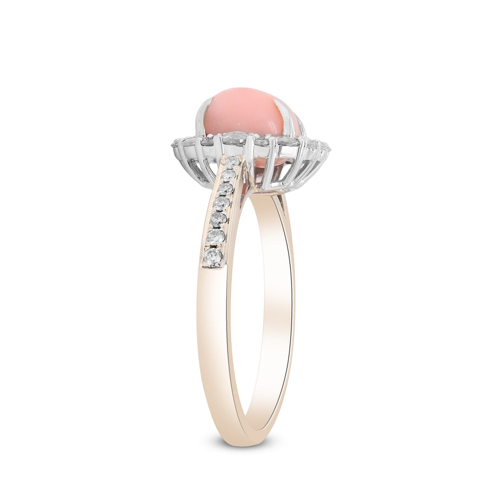A Whisper of Rare Romance – 18K White Gold Conch Pearl & Diamond Ring