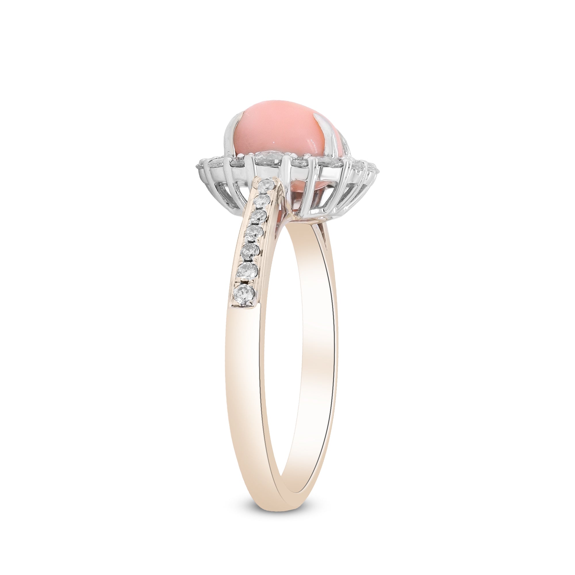 A Whisper of Rare Romance – 18K White Gold Conch Pearl & Diamond Ring