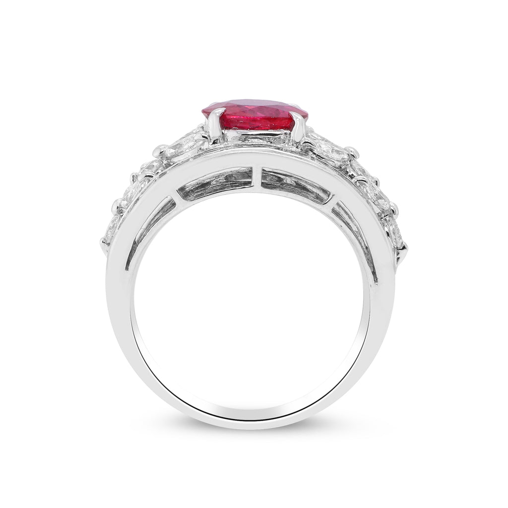 A Love Carved in Light and Flame – Platinum Ruby & Diamond Ring