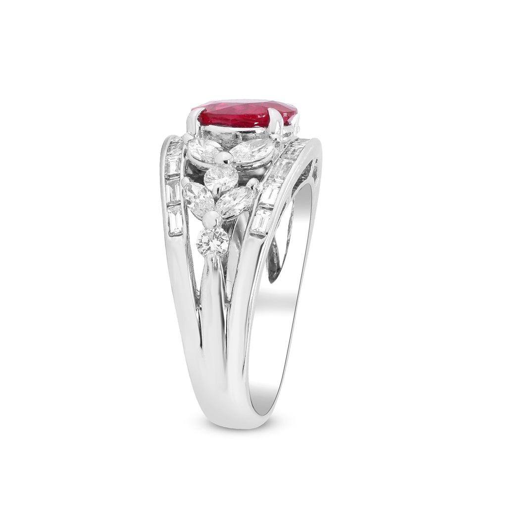 A Love Carved in Light and Flame – Platinum Ruby & Diamond Ring