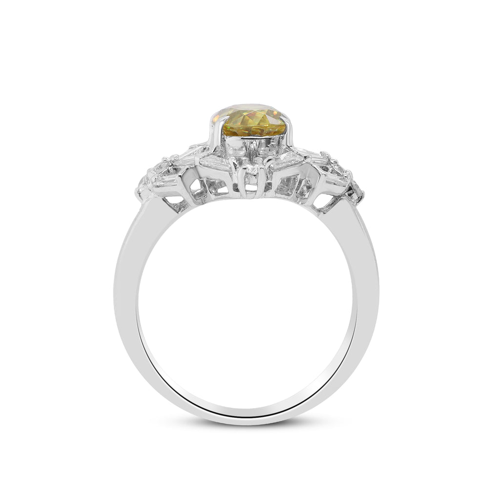 A Spark of Joy, A Glimpse of Forever – 18K White Gold Peridot & Diamond Ring