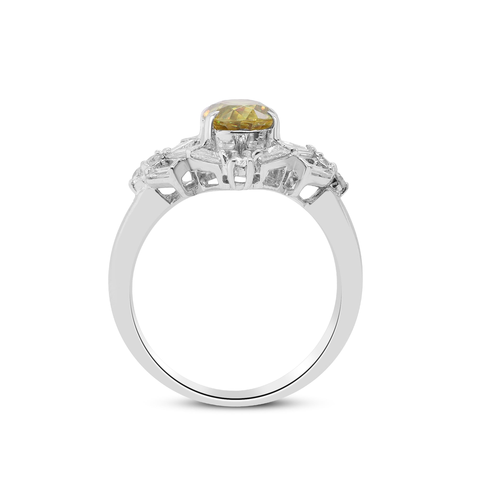 A Spark of Joy, A Glimpse of Forever – 18K White Gold Peridot & Diamond Ring