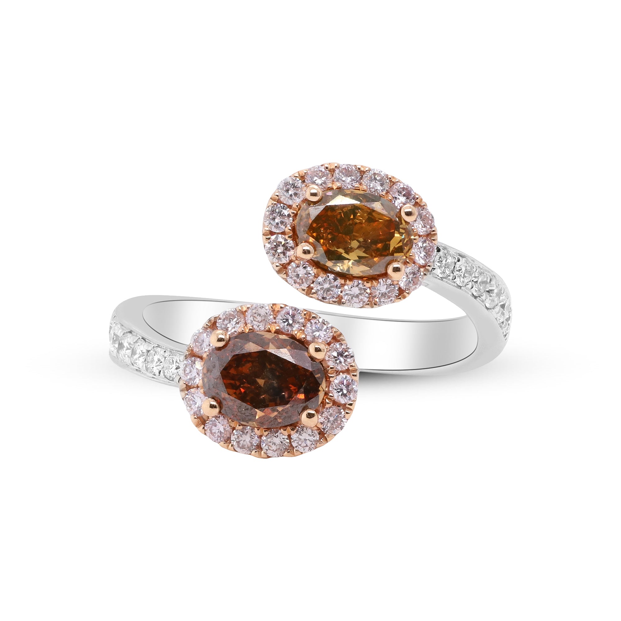 Two Souls, One Radiant Bond – 18K Two-Tone Multi Diamond Ring