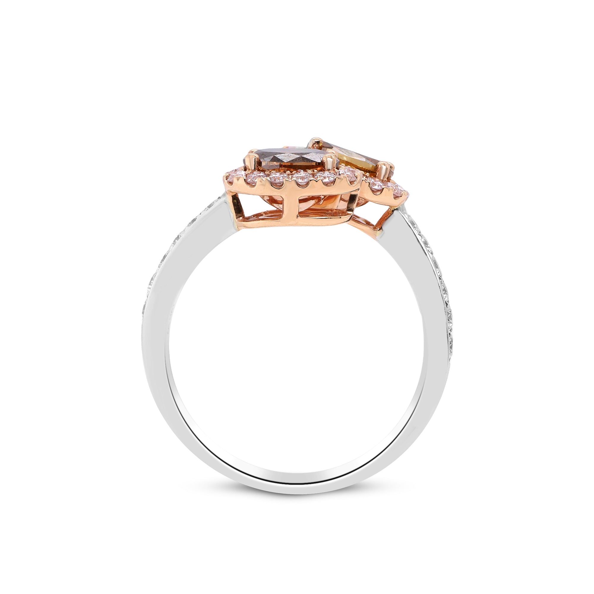 Two Souls, One Radiant Bond – 18K Two-Tone Multi Diamond Ring