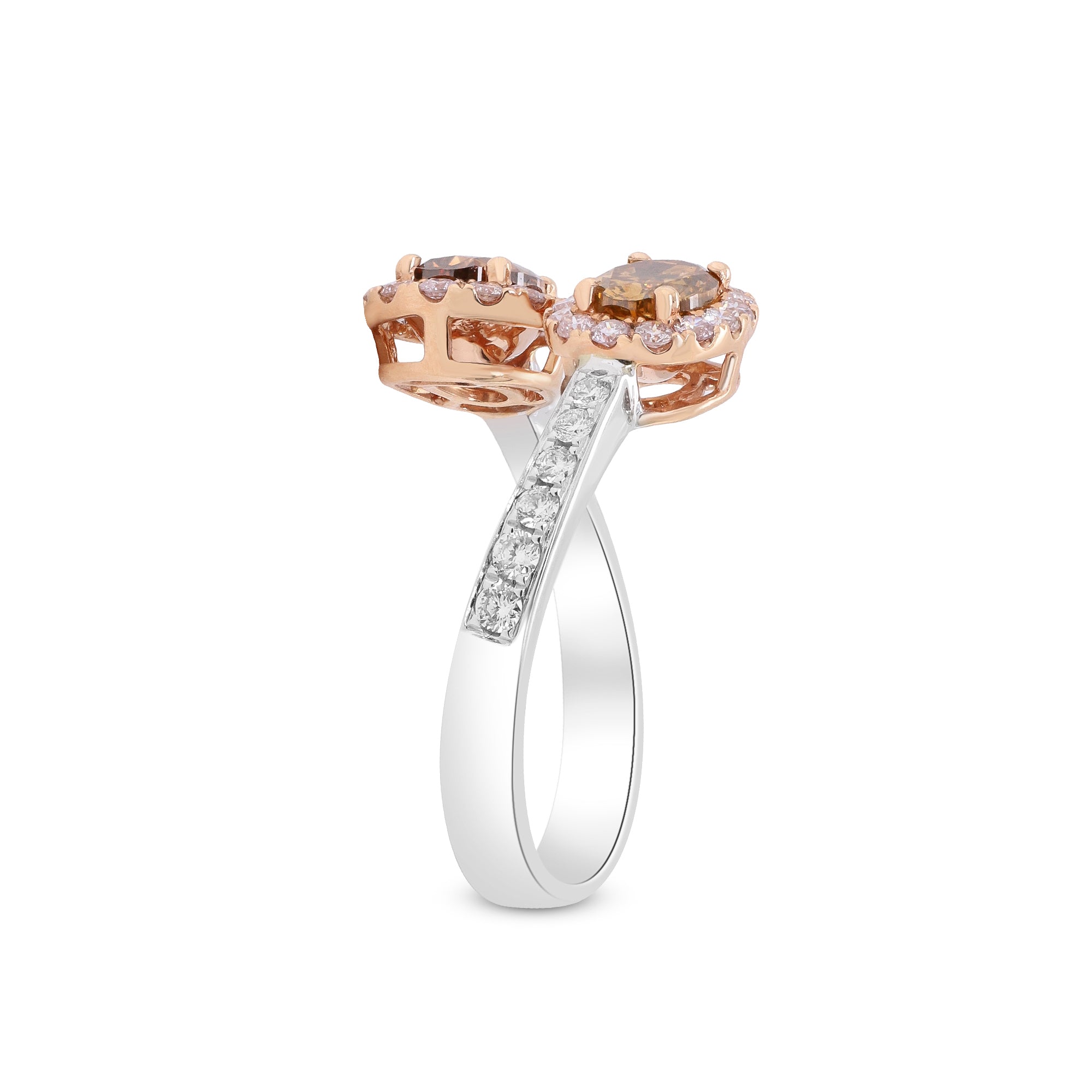 Two Souls, One Radiant Bond – 18K Two-Tone Multi Diamond Ring