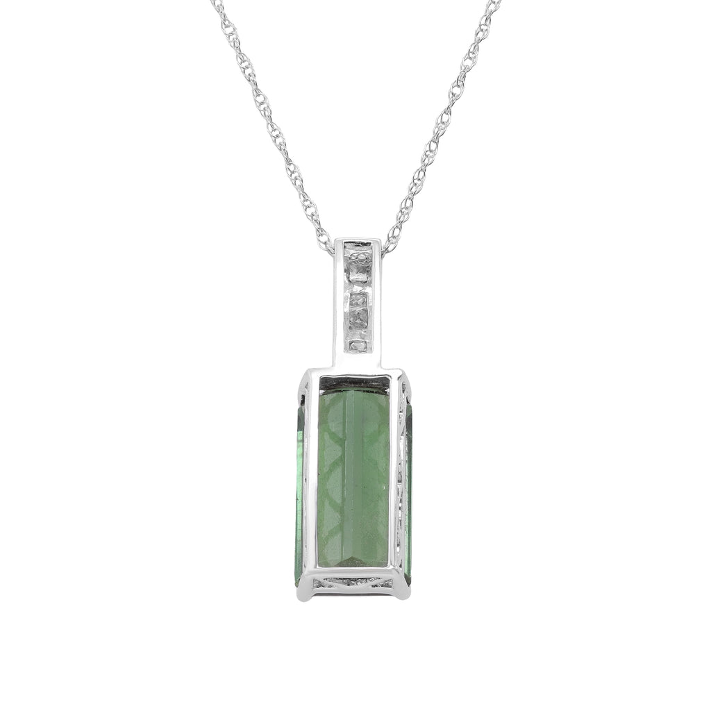 Whispers of the Forest – 14K White Gold Green Tourmaline Pendant
