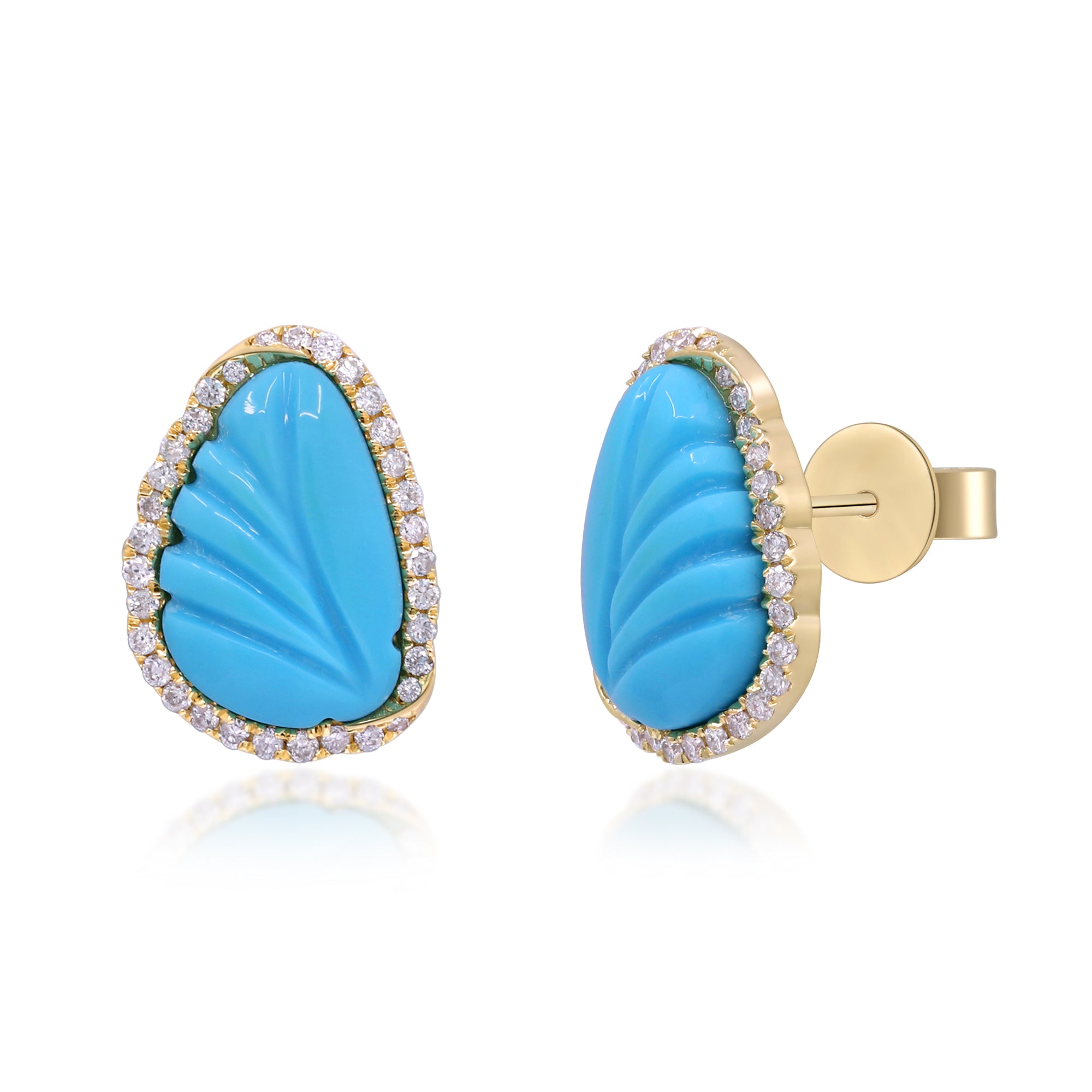 Waves of Affection – 14K Yellow Gold Turquoise Earrings