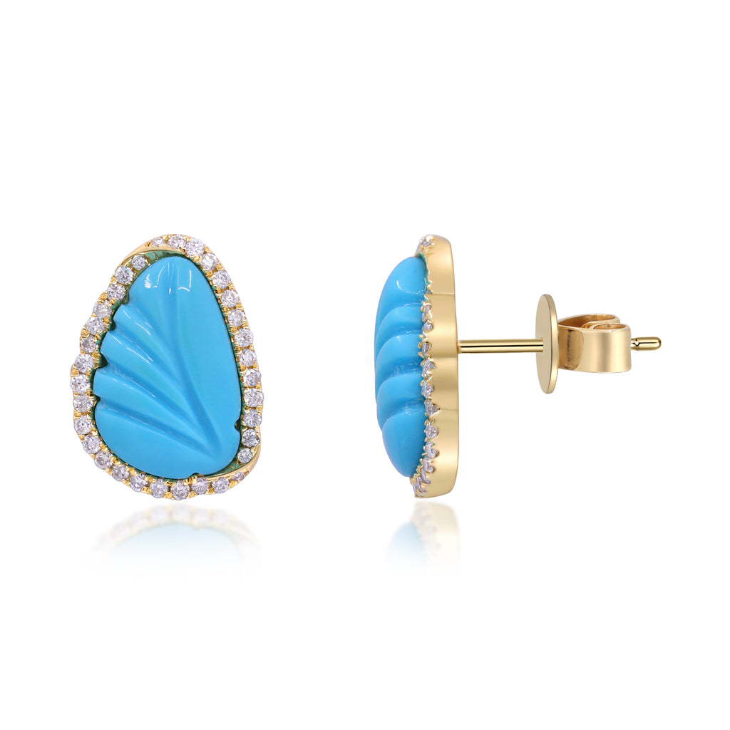 Waves of Affection – 14K Yellow Gold Turquoise Earrings