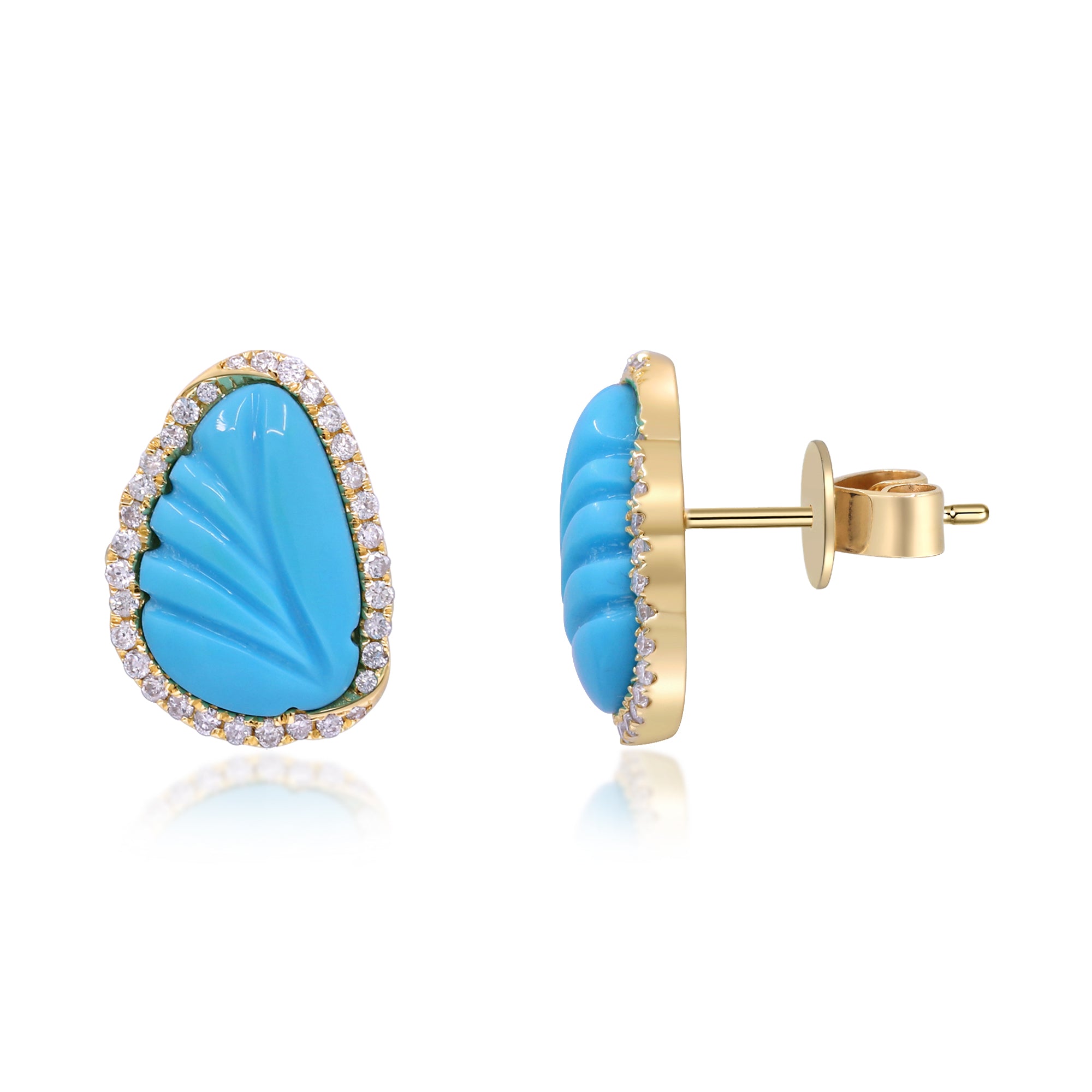 Waves of Affection – 14K Yellow Gold Turquoise Earrings