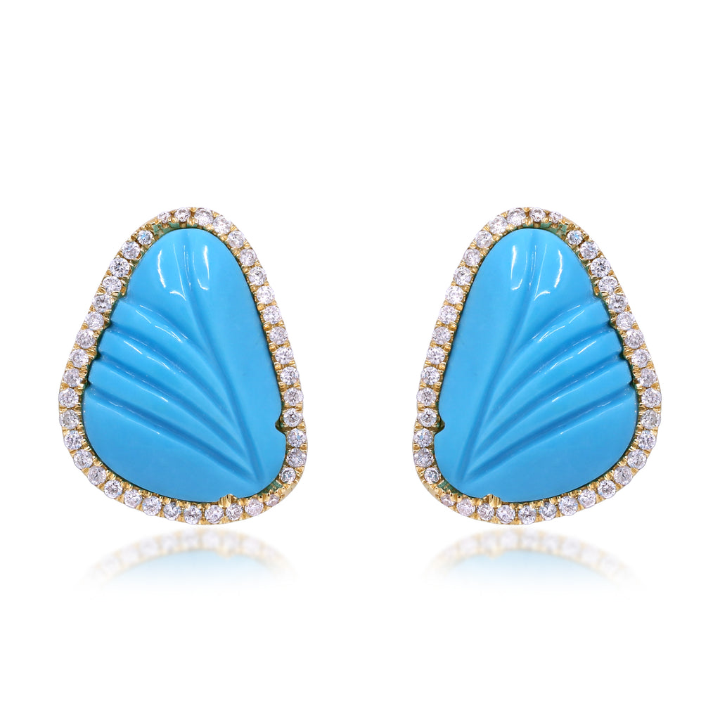 Waves of Affection – 14K Yellow Gold Turquoise Earrings