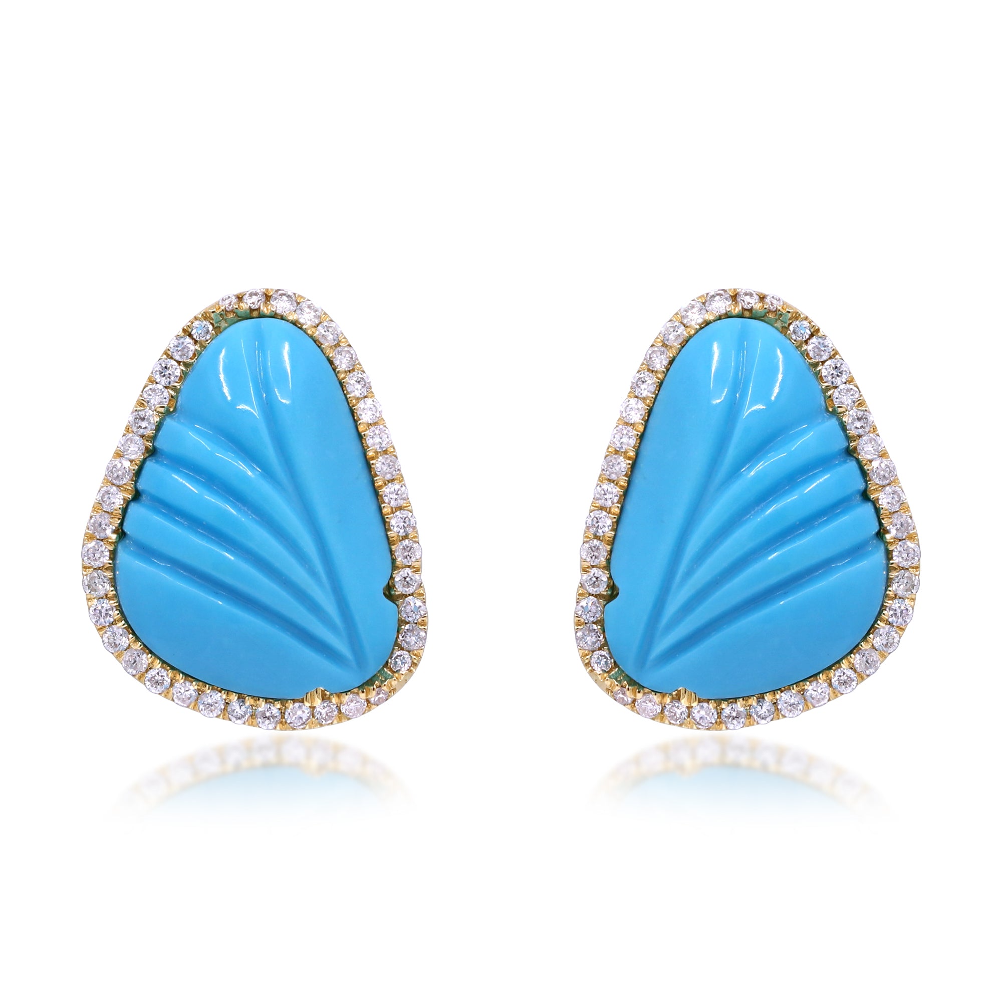 Waves of Affection – 14K Yellow Gold Turquoise Earrings