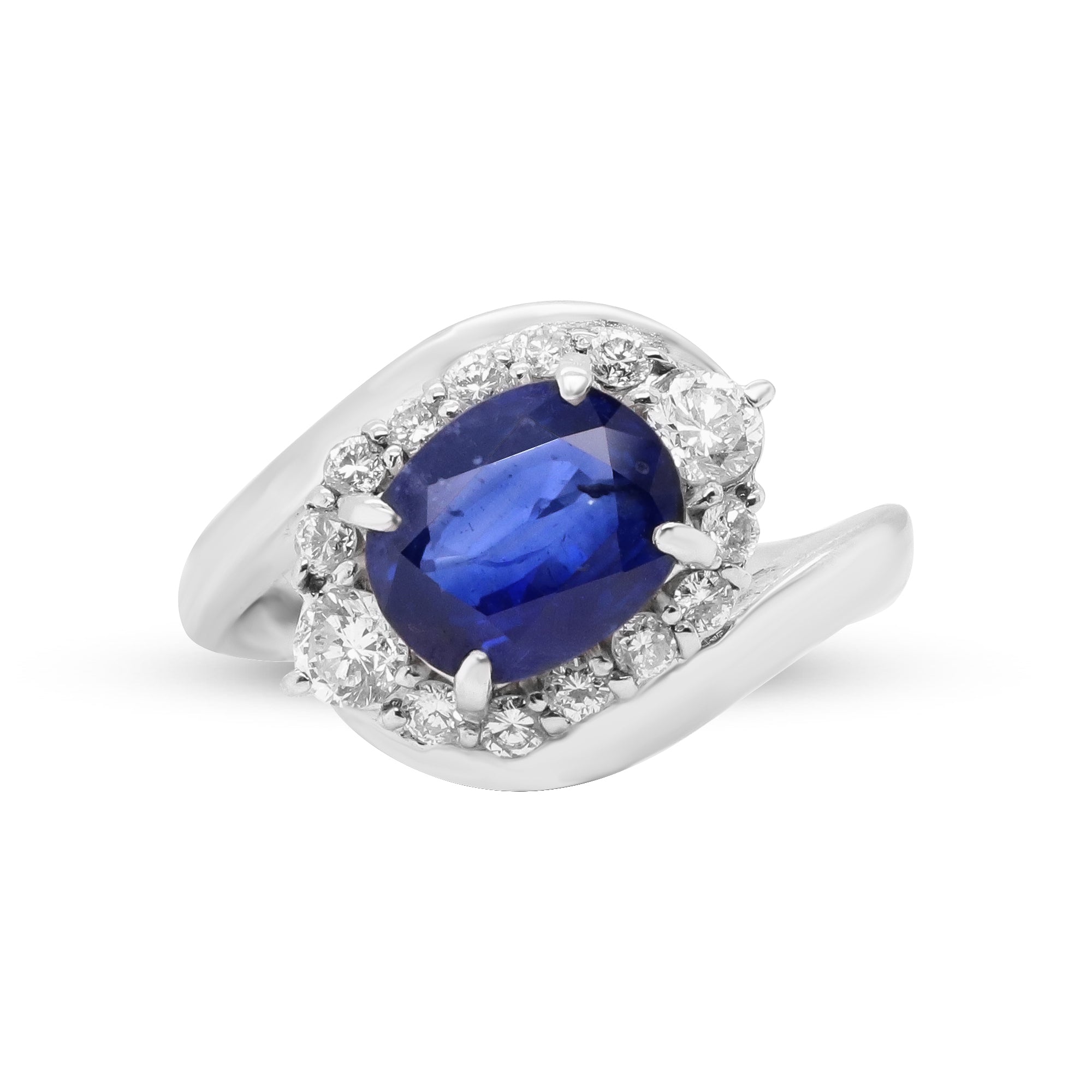 A Love Inscribed in Sapphire – Platinum Blue Sapphire & Diamond Ring