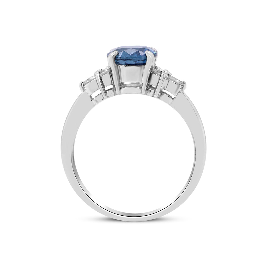 Eternal Midnight – Platinum Blue Sapphire & Diamond Ring