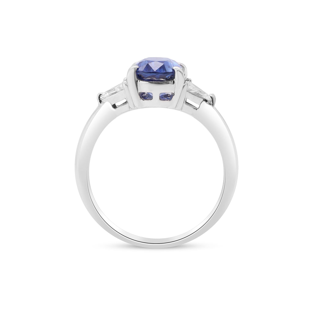 Midnight Promise – Platinum Blue Sapphire & Diamond Ring