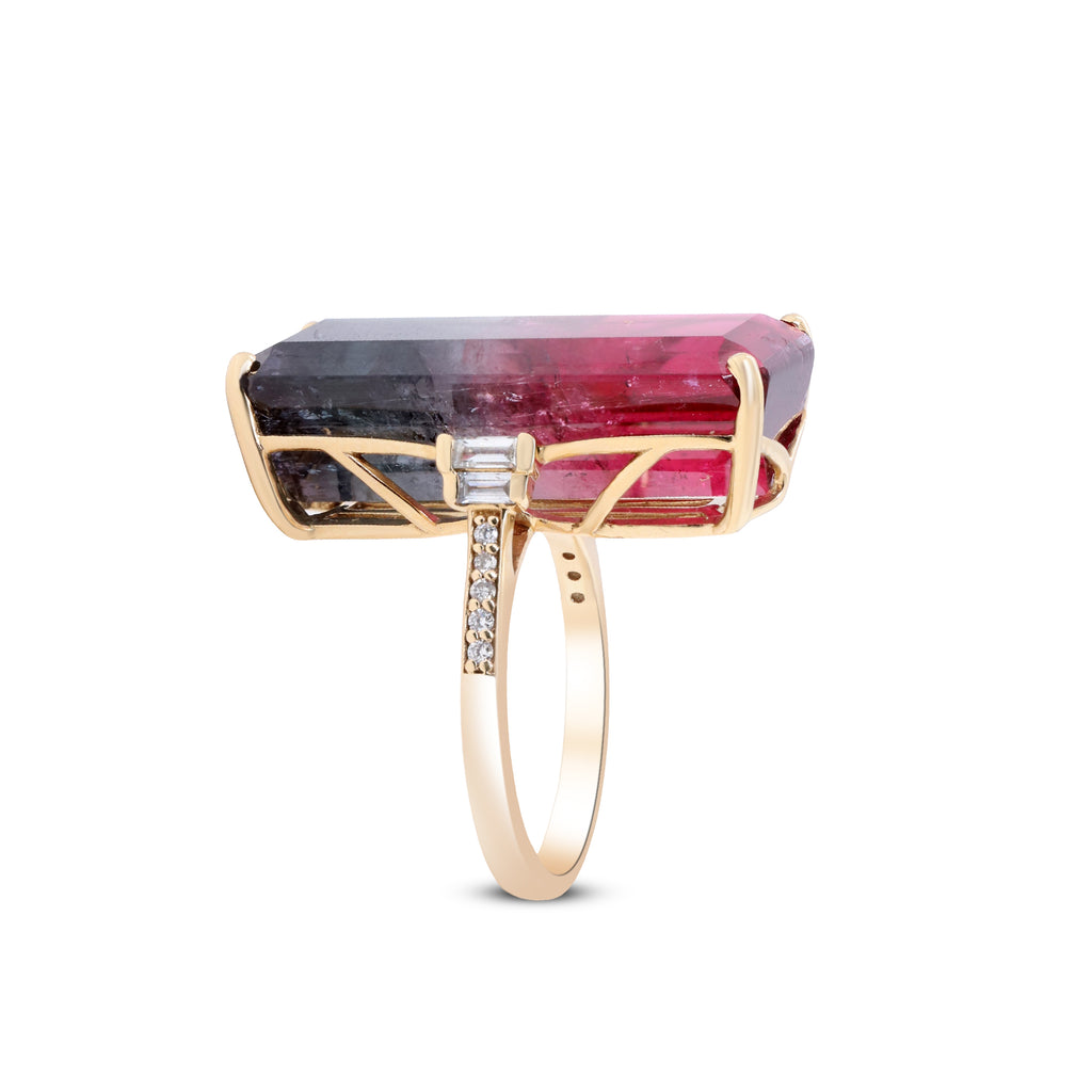 Where Day Meets Dusk – 14K Yellow Gold Bi-Color Tourmaline Ring