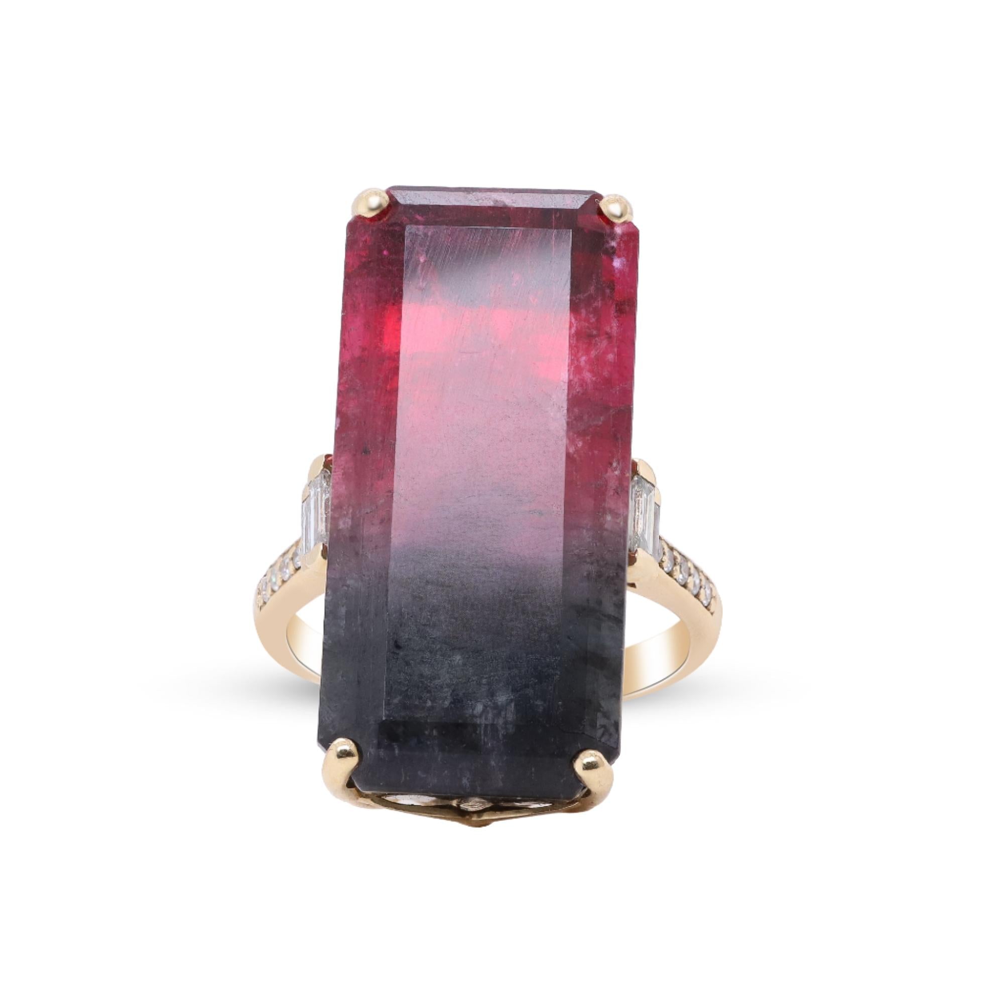 Where Day Meets Dusk – 14K Yellow Gold Bi-Color Tourmaline Ring