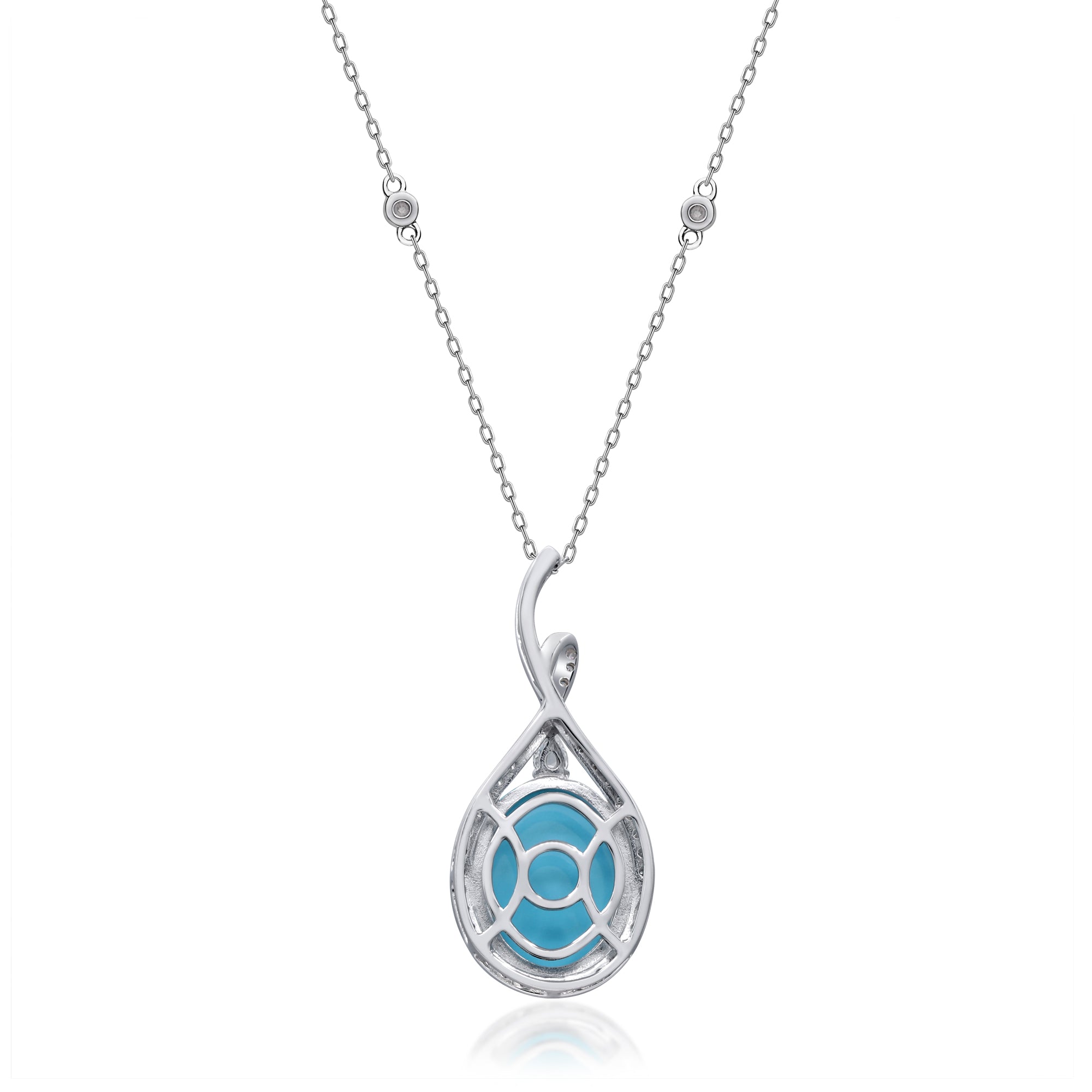 Whispers of the Sea – 14K White Gold Turquoise Pendant