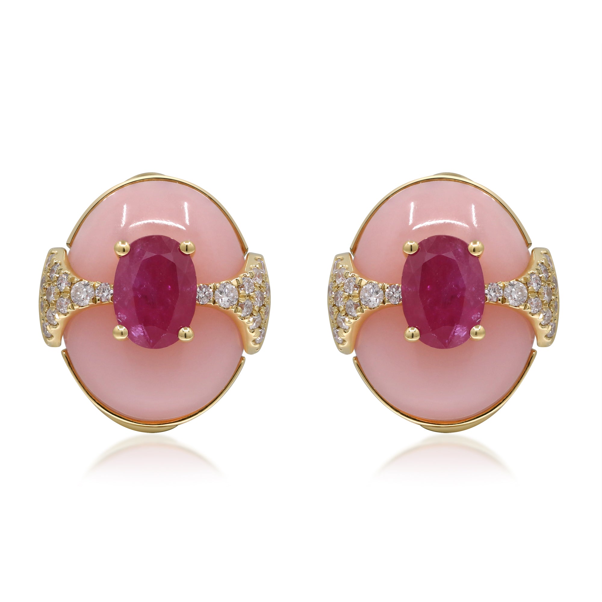 Whispers of Romance – 14K Yellow Gold Ruby Earrings