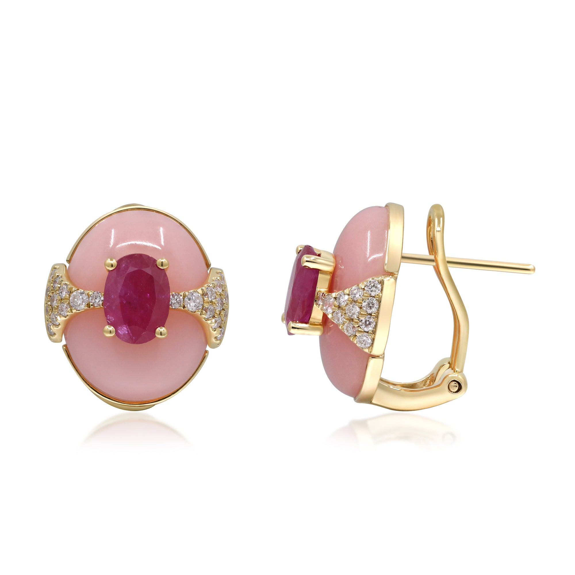 Whispers of Romance – 14K Yellow Gold Ruby Earrings