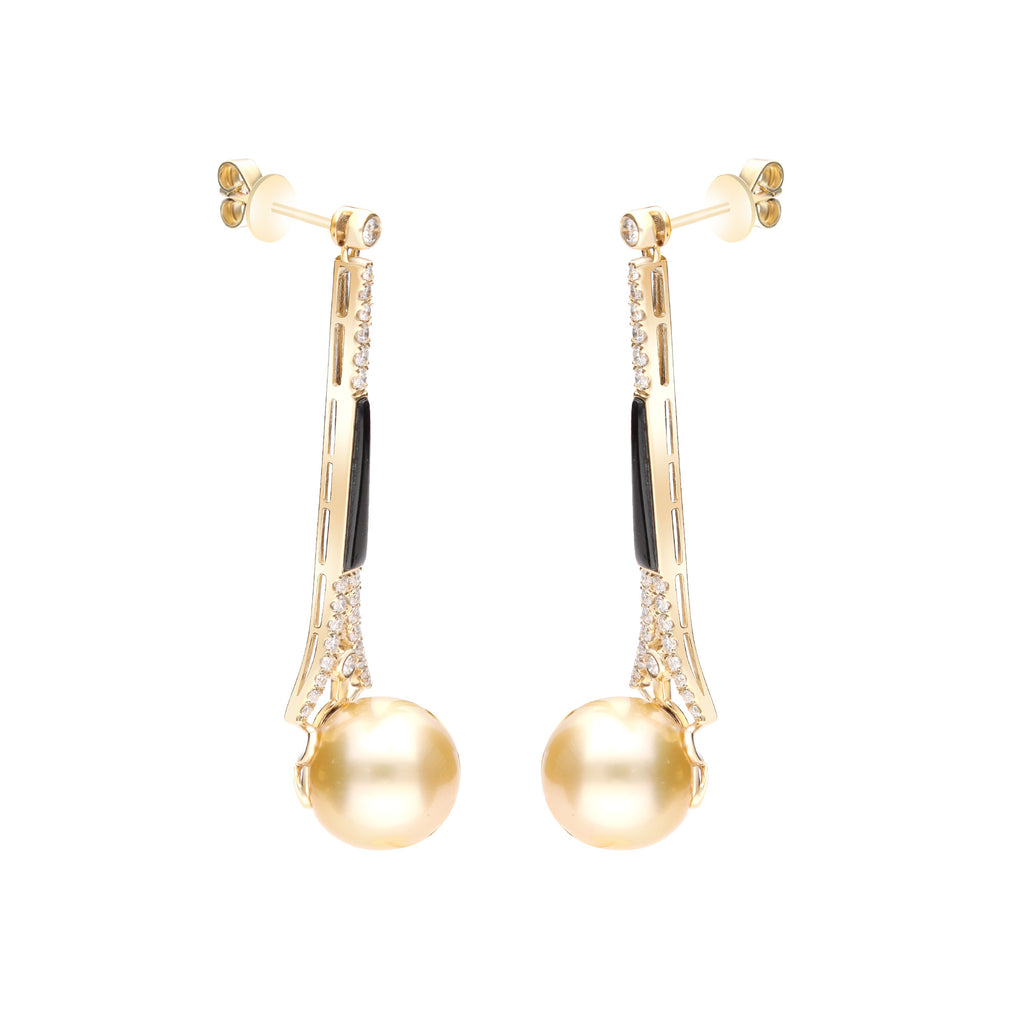 Golden Serenade – 14K Yellow Gold South Sea Pearl Earrings