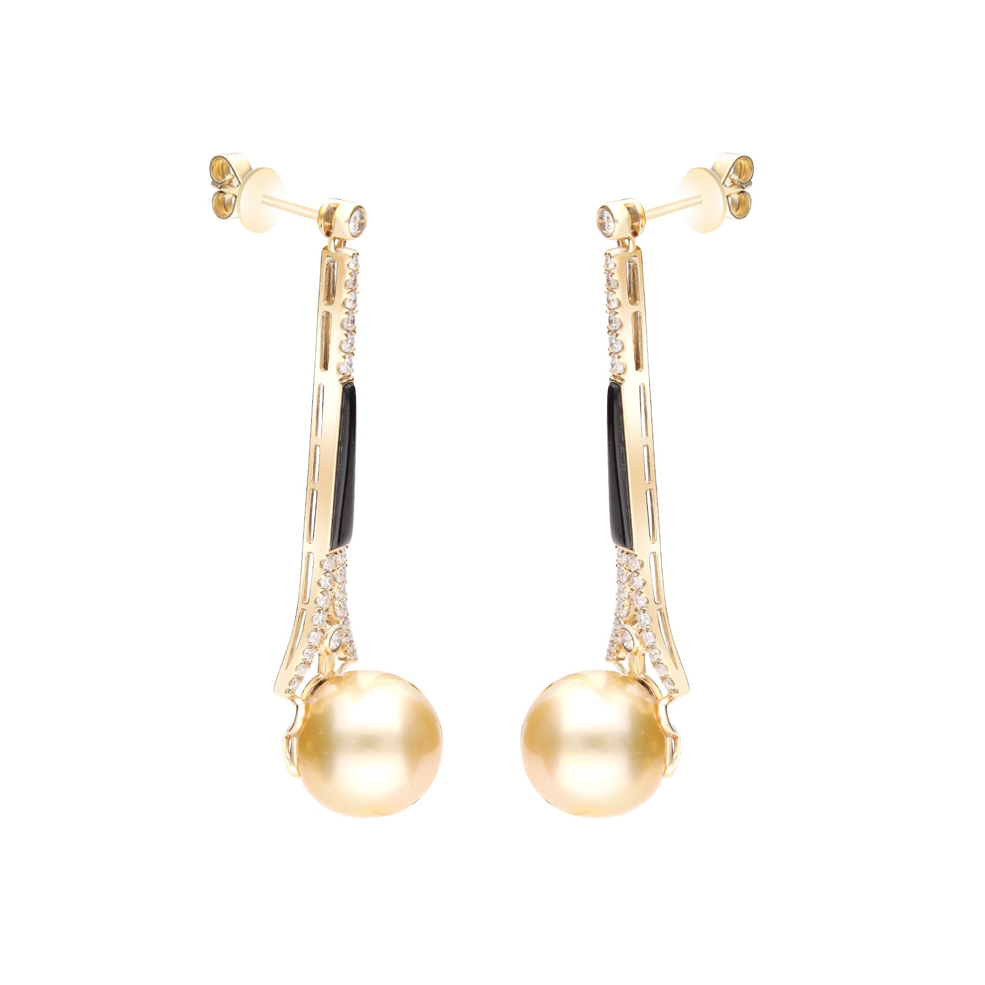 Golden Serenade – 14K Yellow Gold South Sea Pearl Earrings