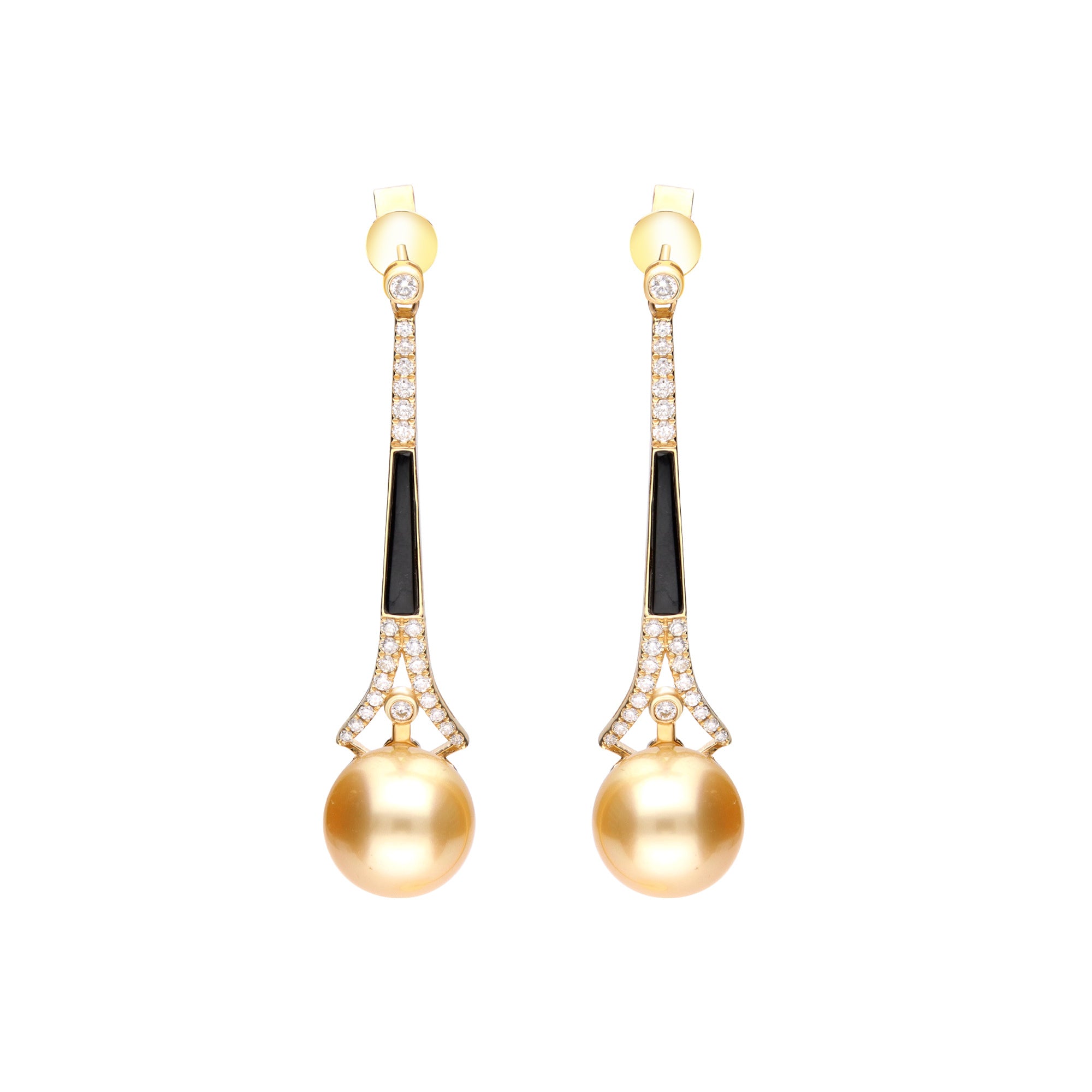 Golden Serenade – 14K Yellow Gold South Sea Pearl Earrings