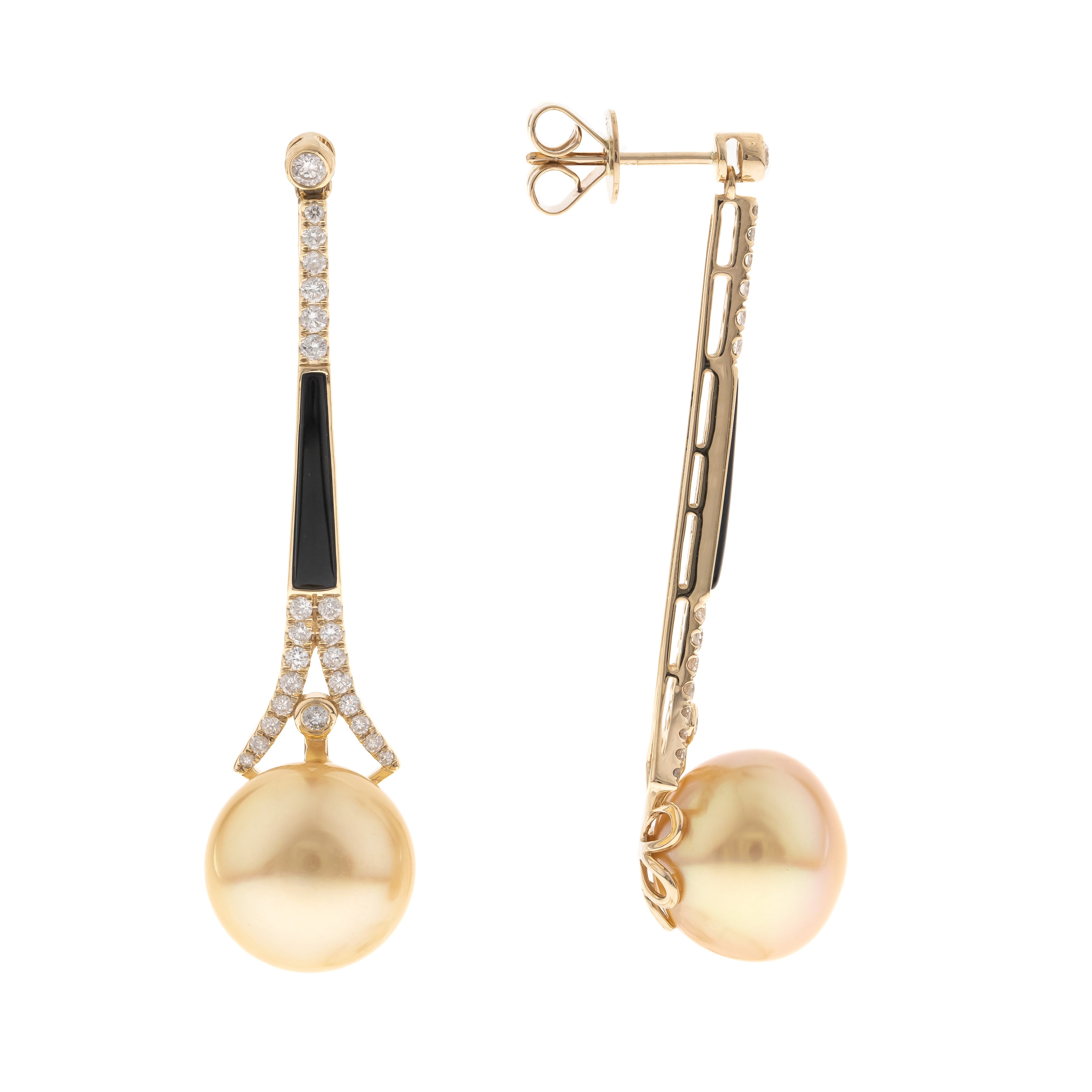 Golden Serenade – 14K Yellow Gold South Sea Pearl Earrings