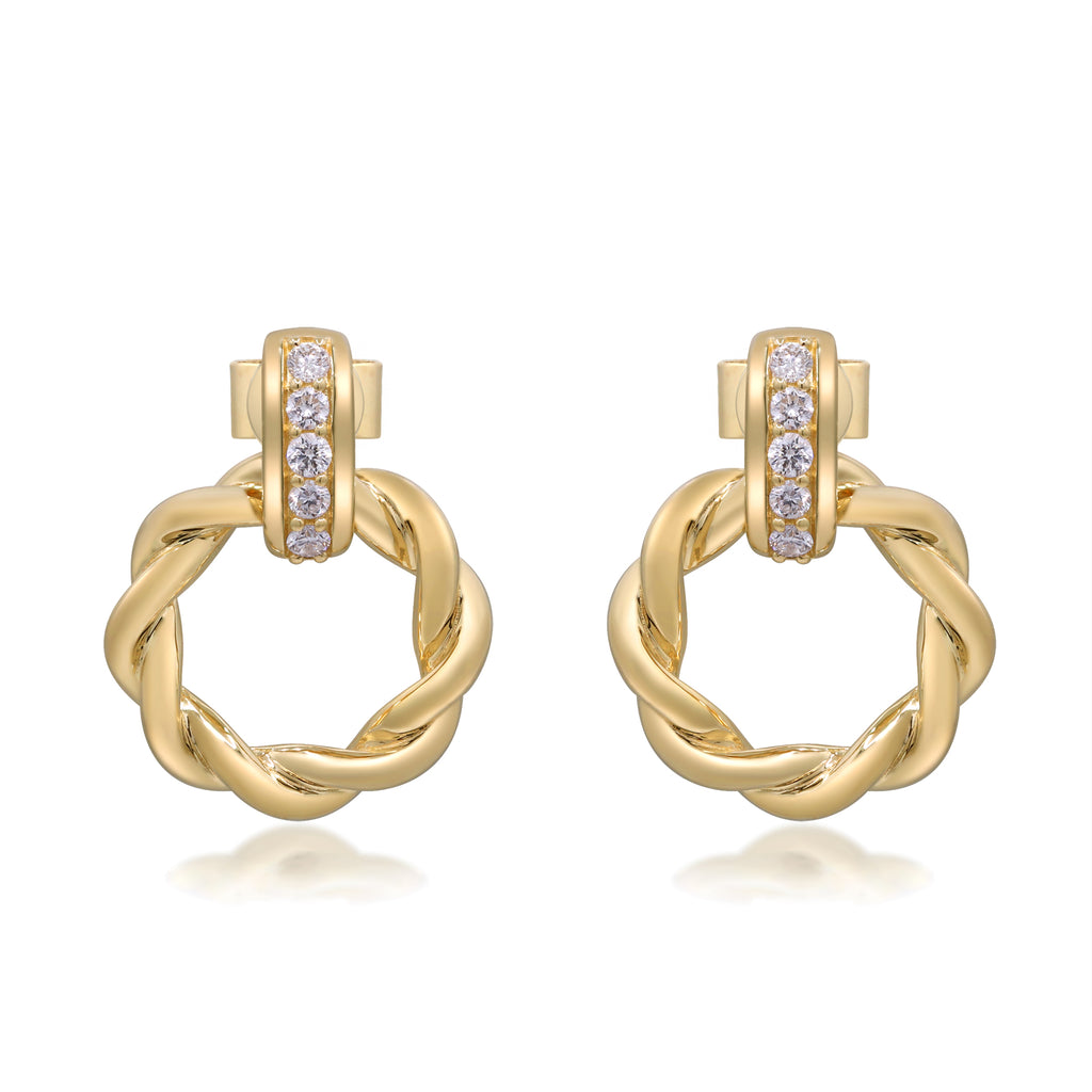 Endless Embrace – 14K Yellow Gold Diamond Earrings